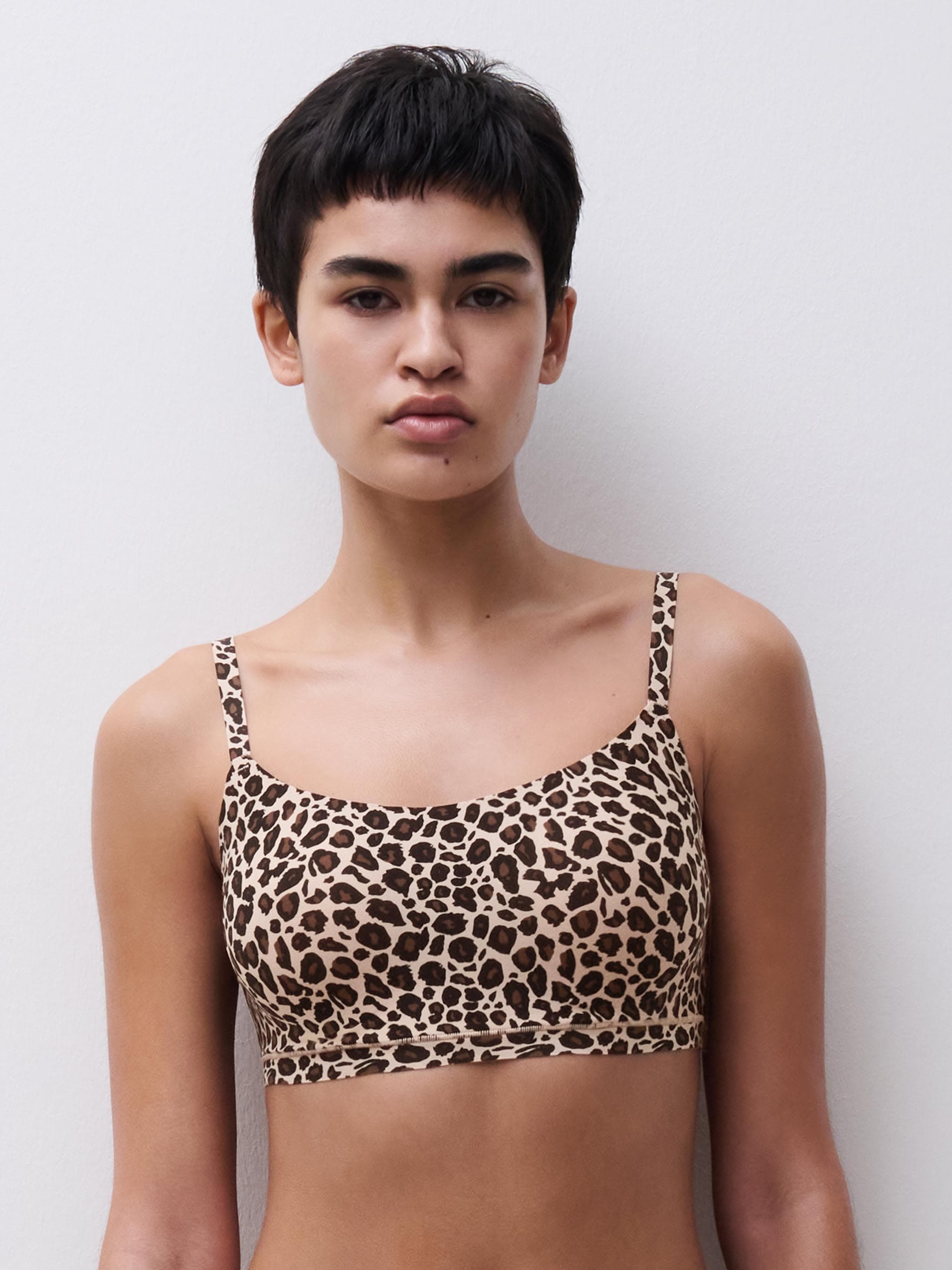 Foret bøjlefri-BH med smalle stropper - Leopard print
