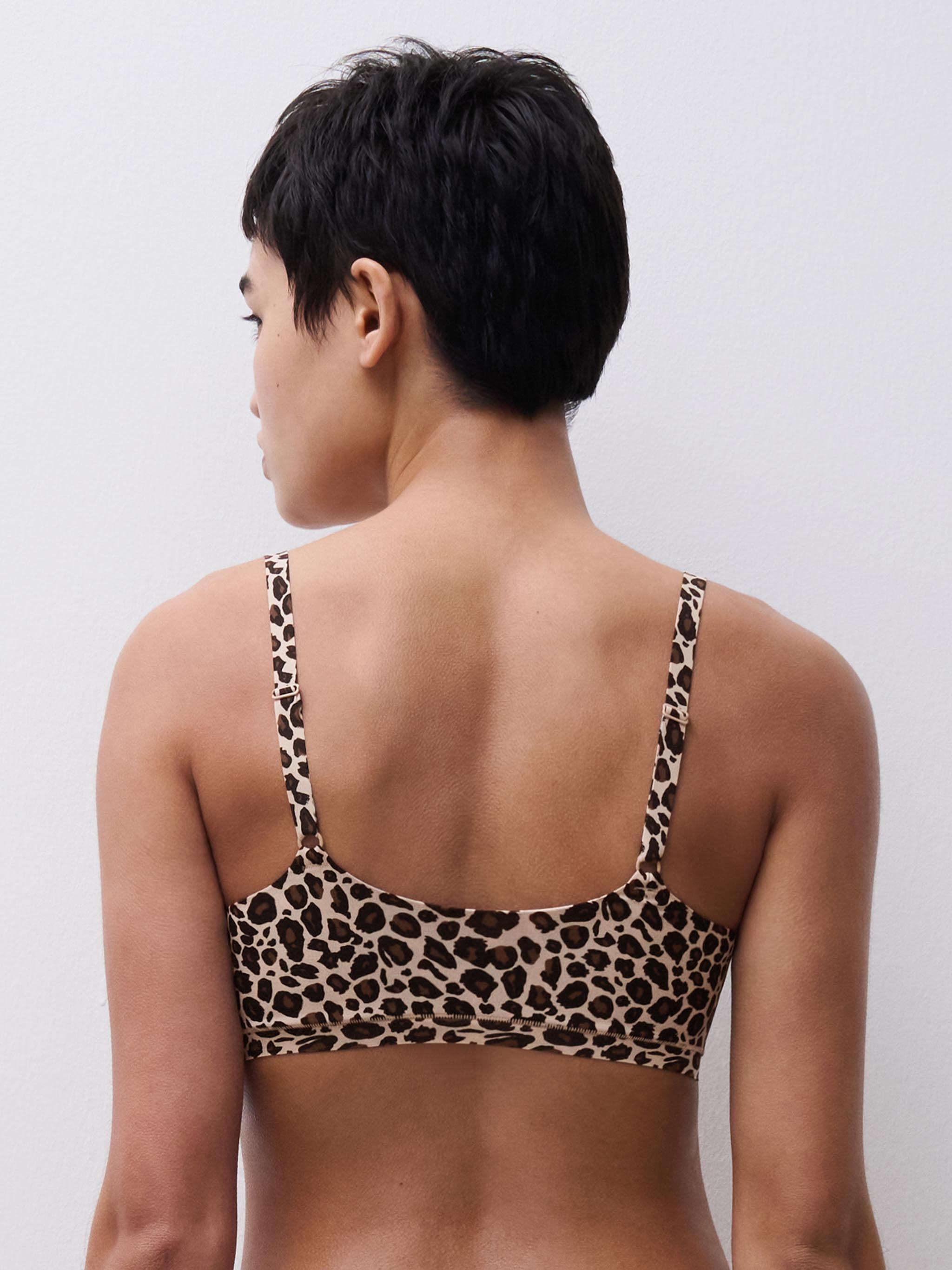 Foret bøjlefri-BH med smalle stropper - Leopard print