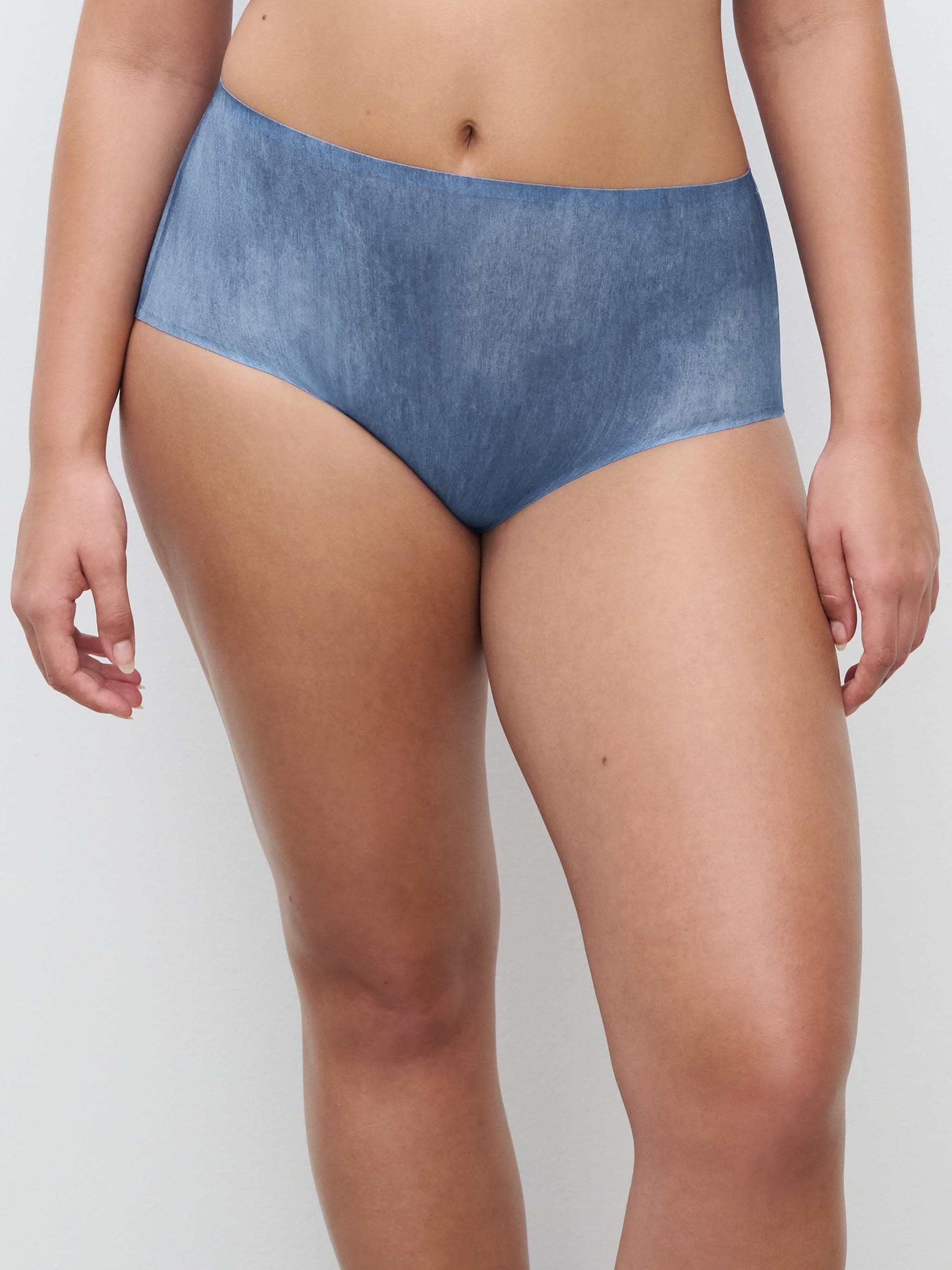 SoftStretch Højtaljet trusse - BLUE DENIM PRINT