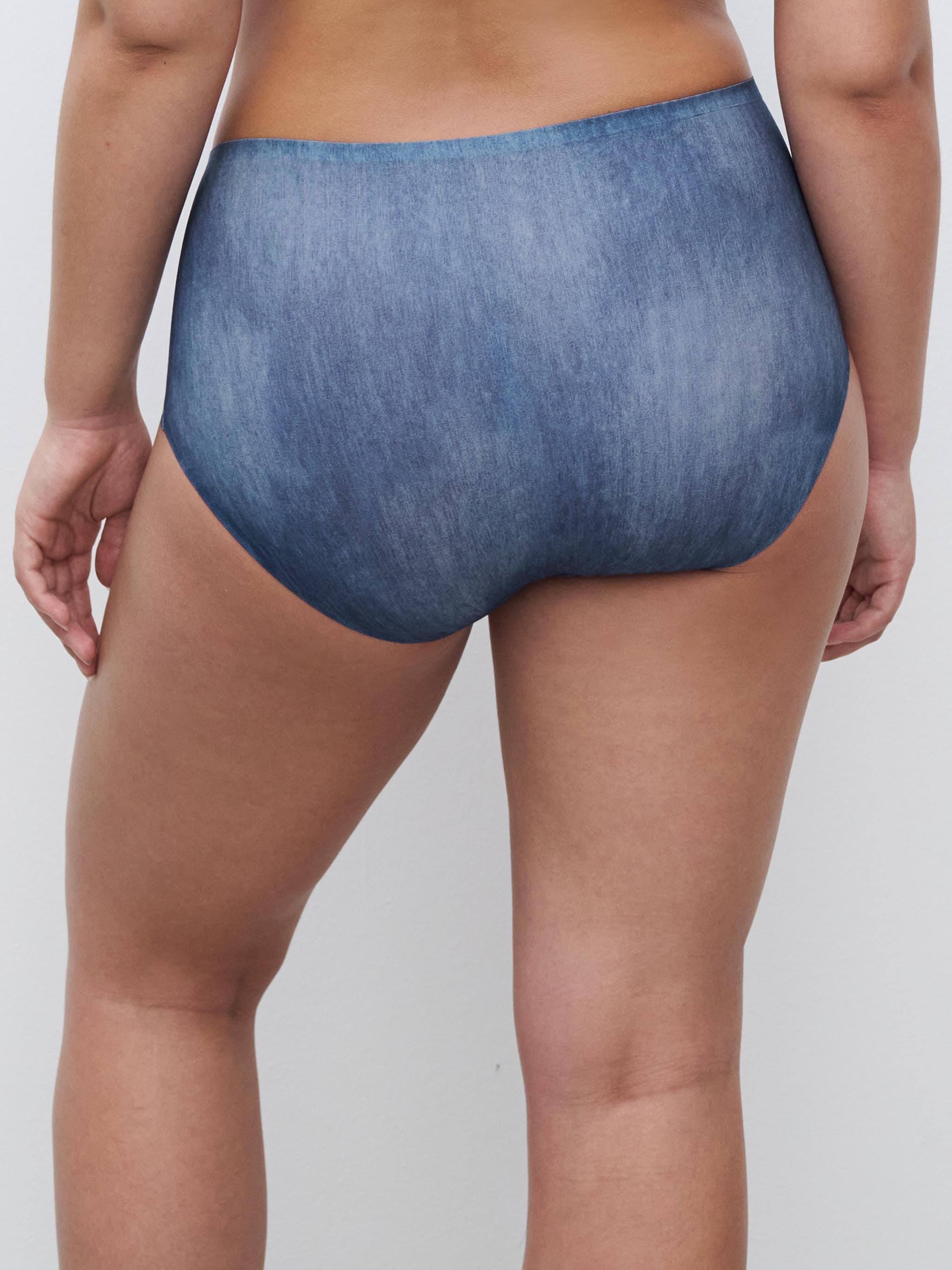 SoftStretch Højtaljet trusse - BLUE DENIM PRINT