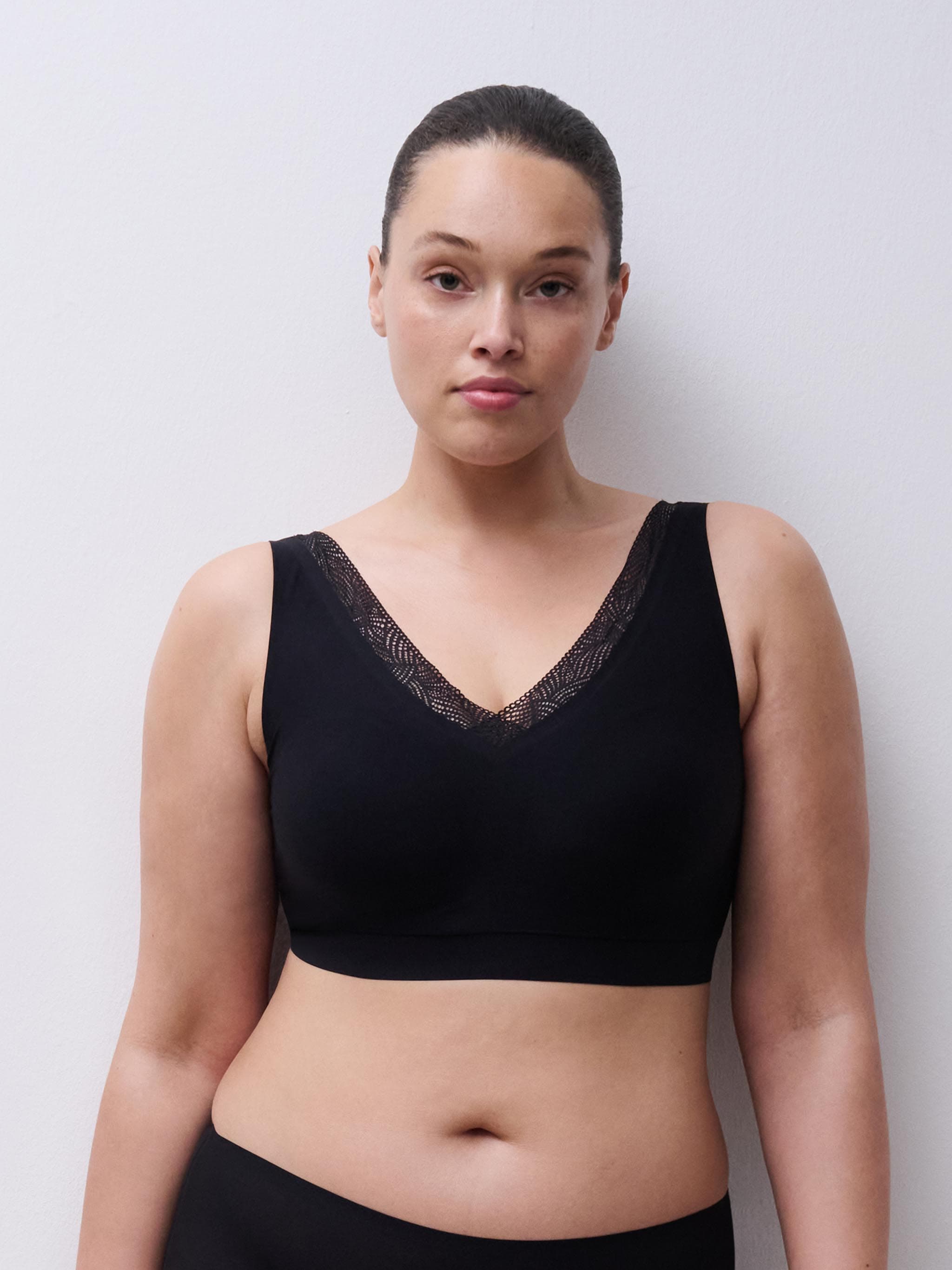 Foret bøjlefri-BH med blondekant - Black