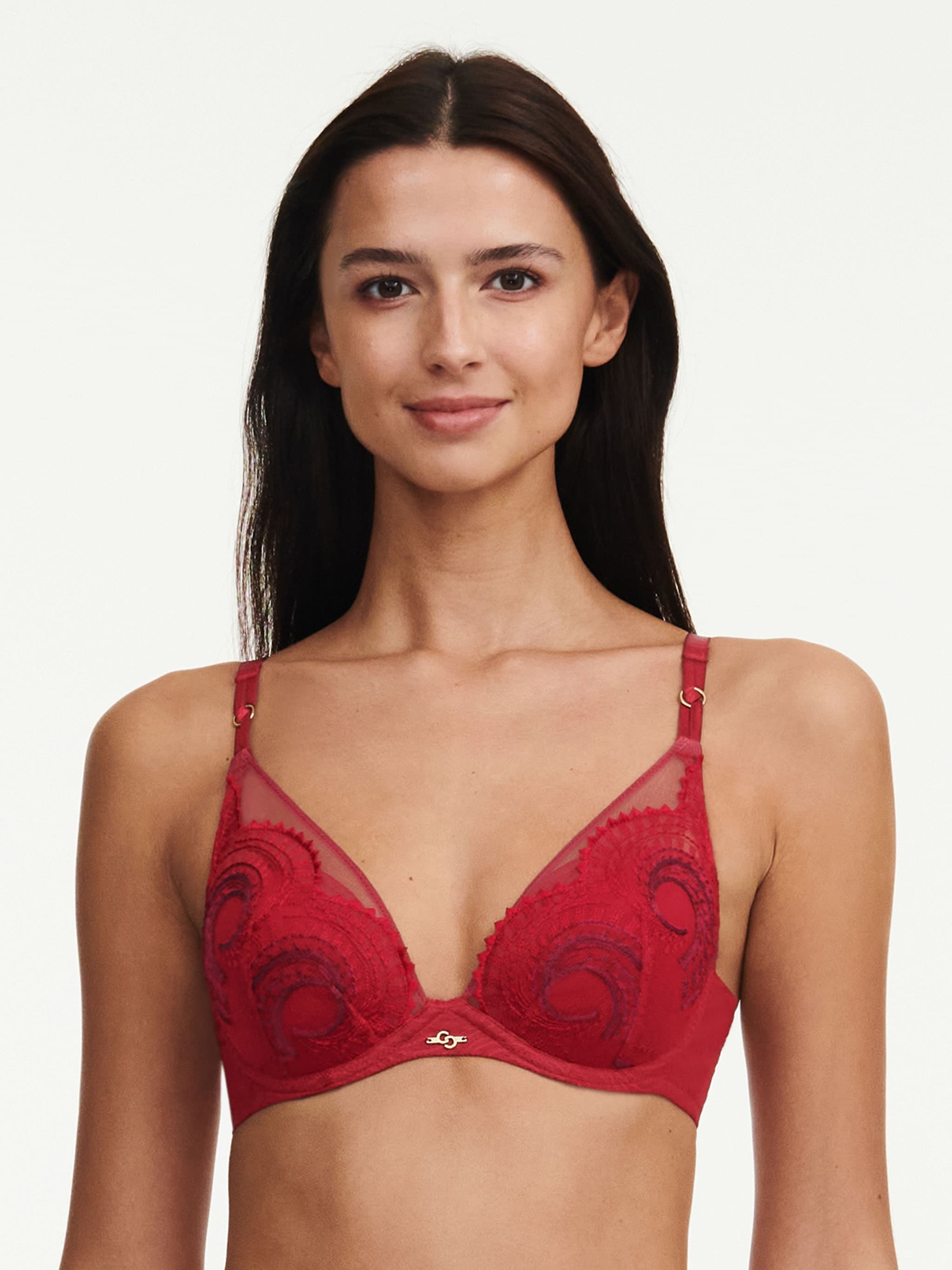Plunge t-shirt BH - Passion red/aubergine