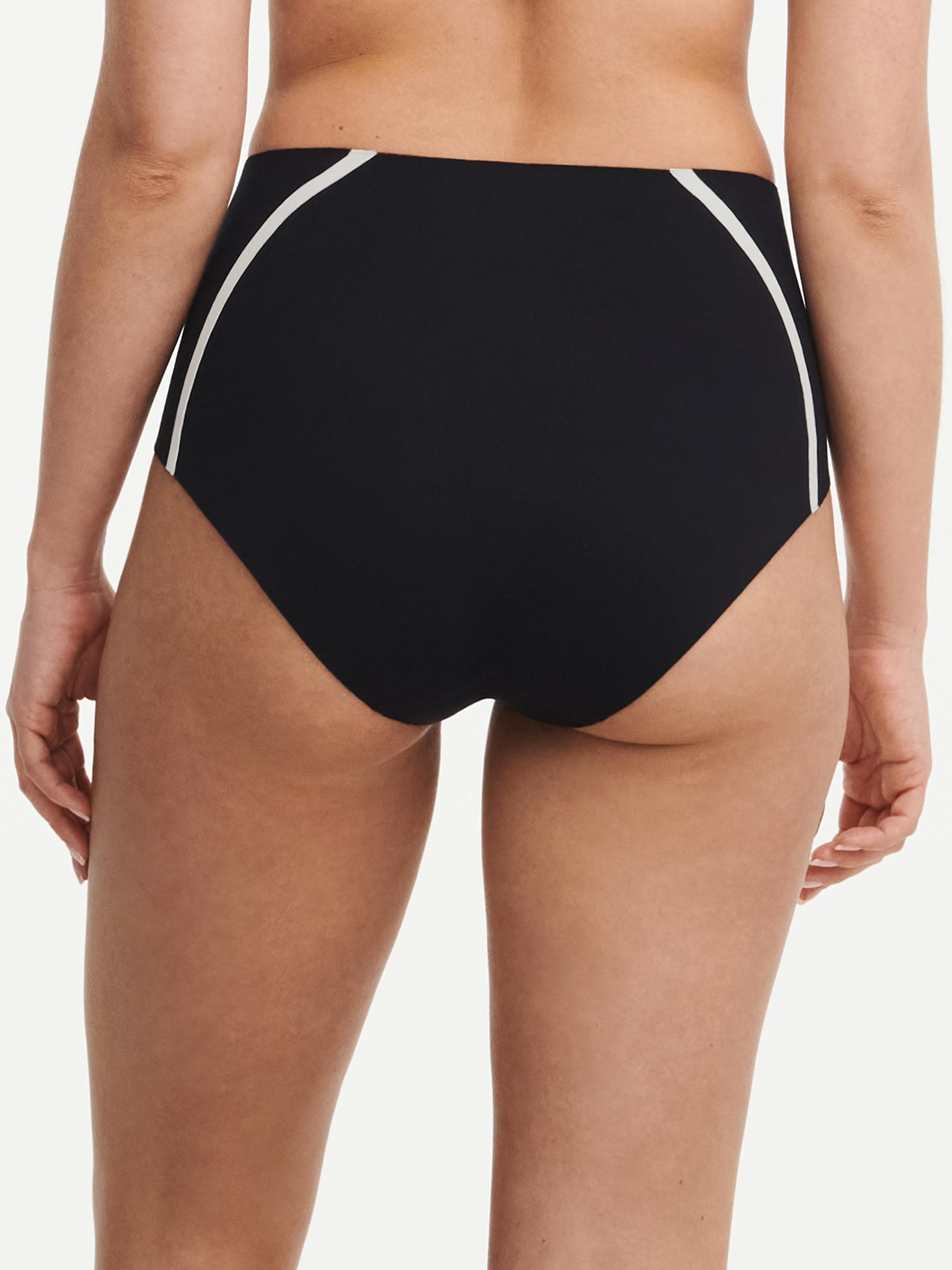 Højtaljet bikinitrusse - Black / White
