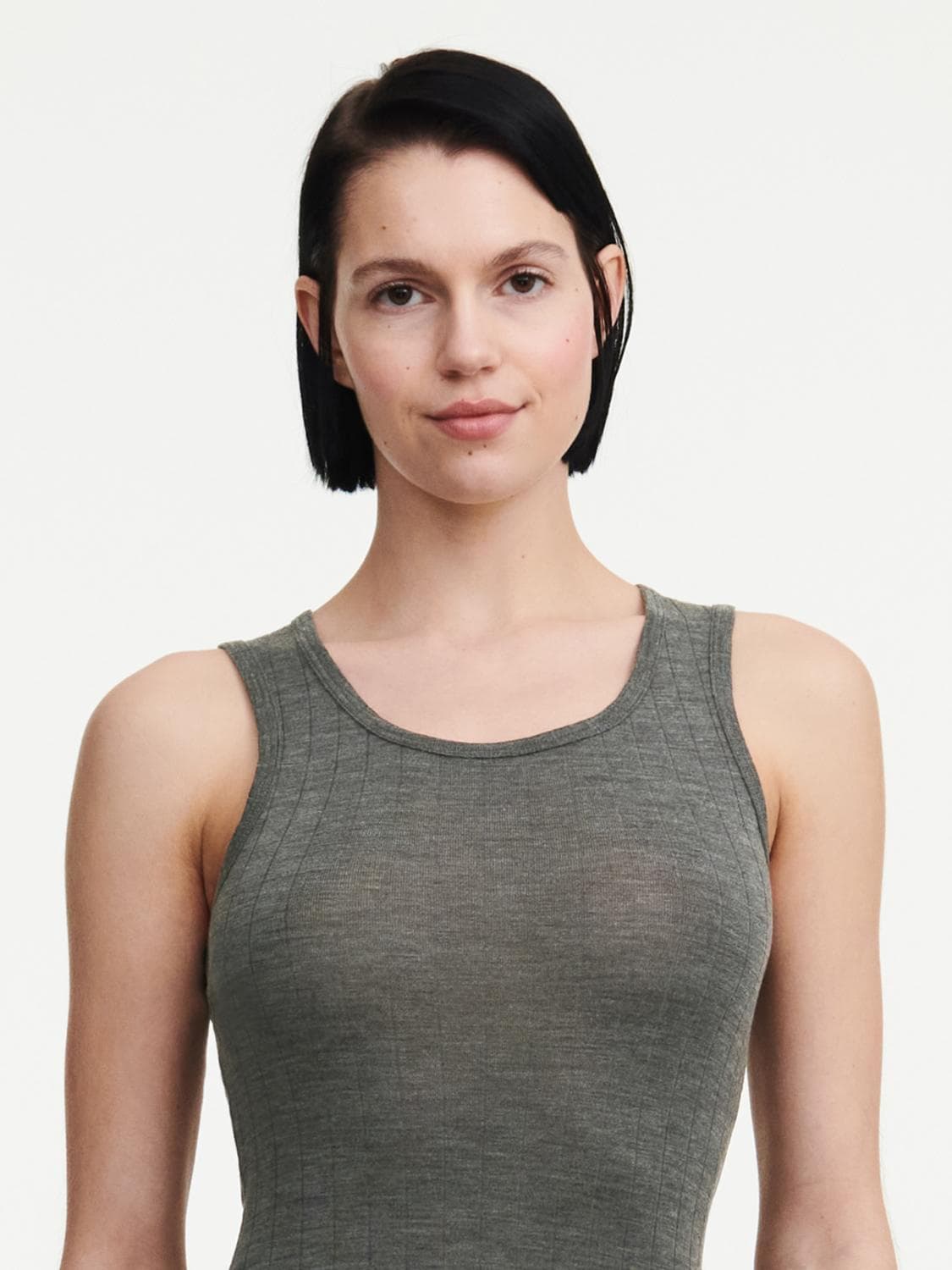 Top - merinould og silke - Slate Grey