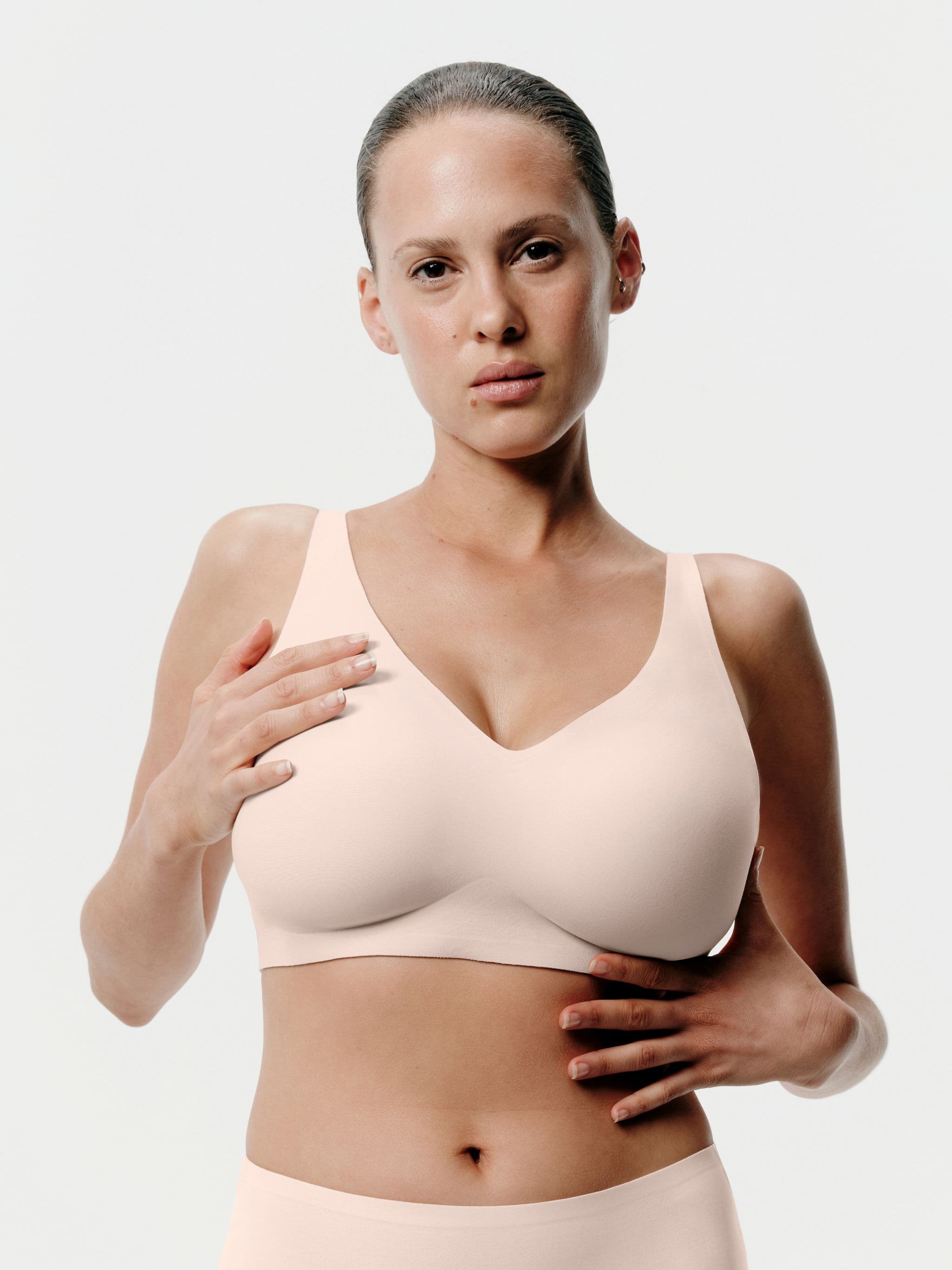 Top med V-hals - Golden Beige