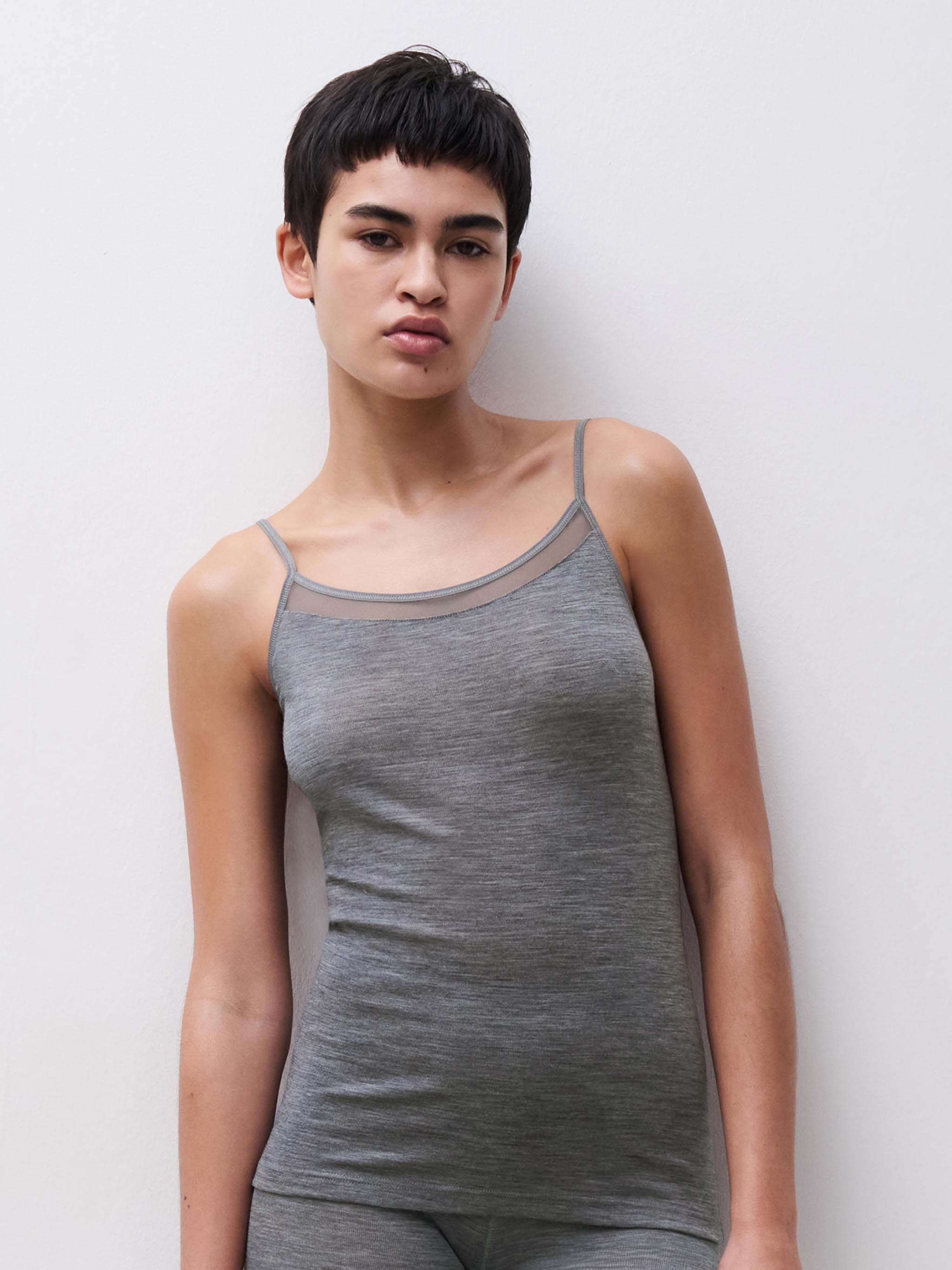 Chemise top - 100% merinould - Heather grey