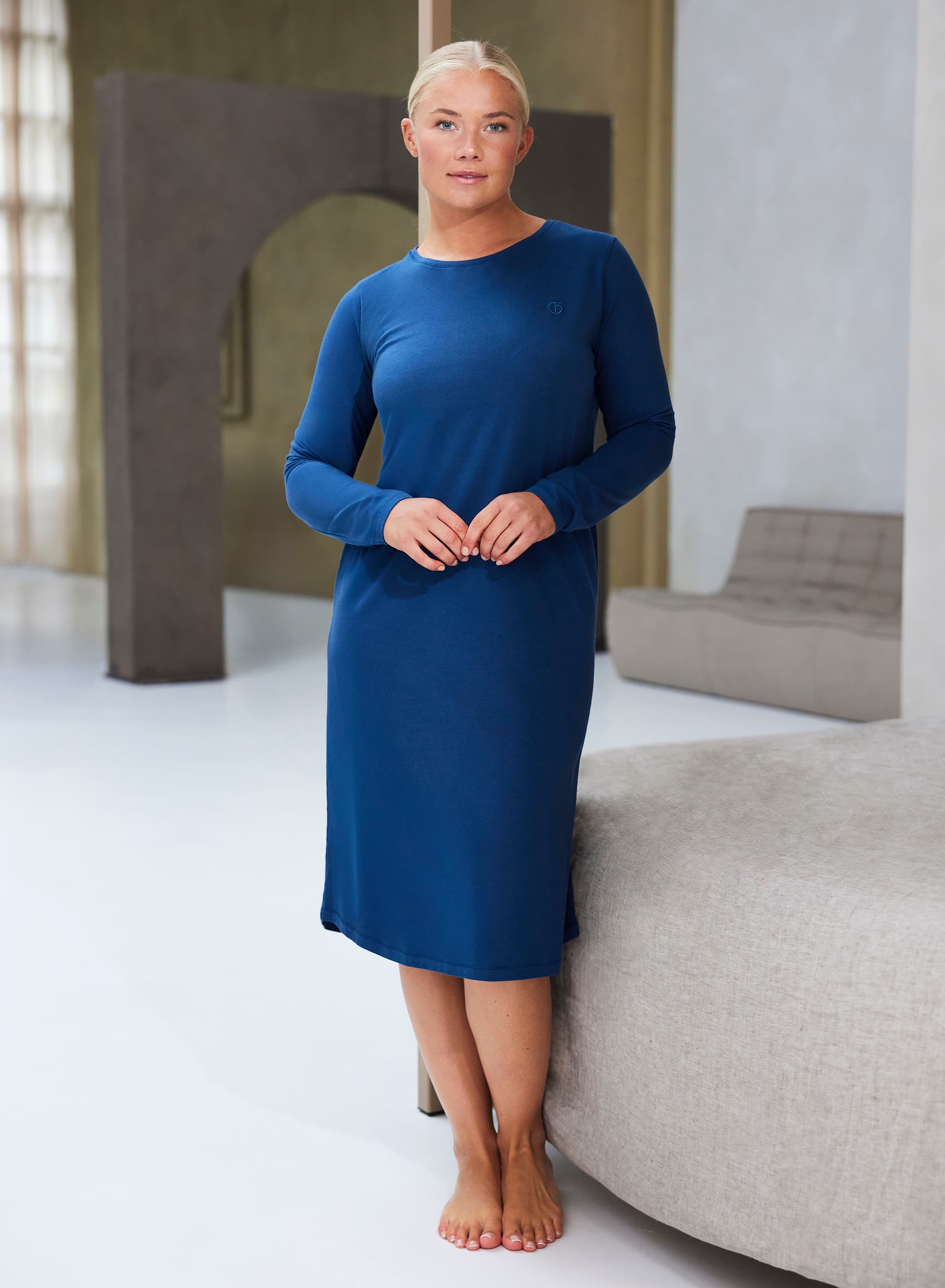 ELLIE - Natkjole LS - Dark Denim