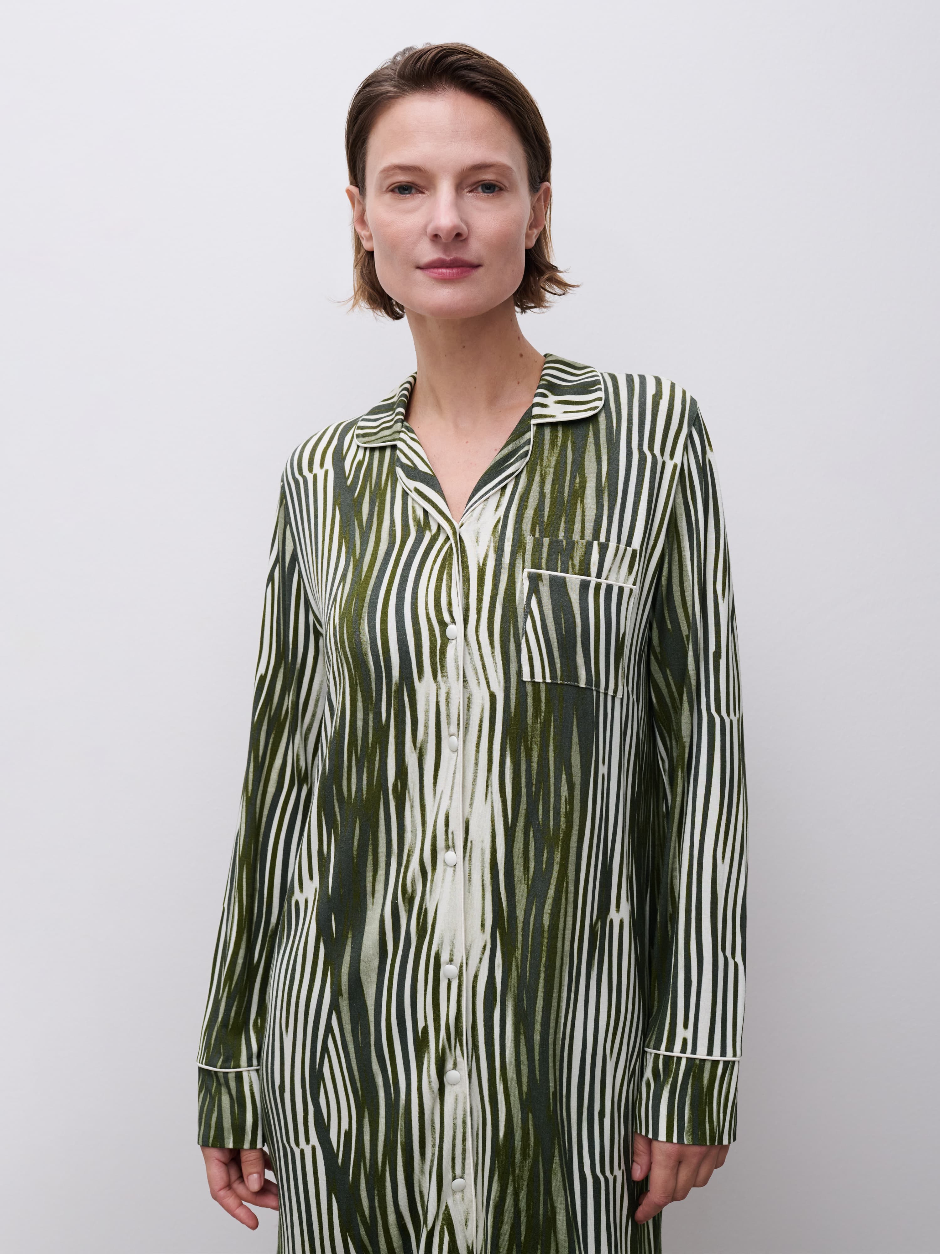 Langærmet natkjole - Green Lines