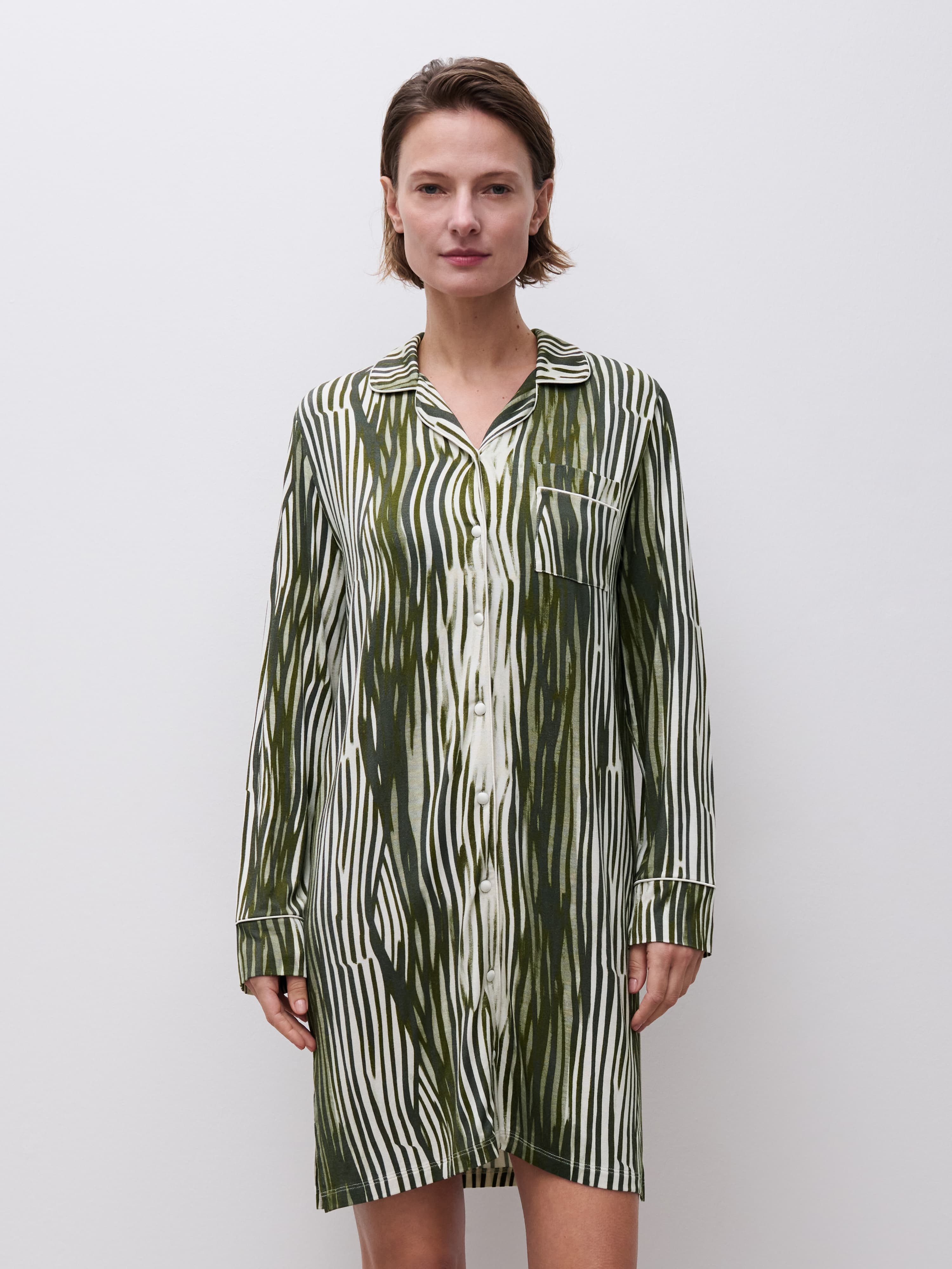 Langærmet natkjole - Green Lines