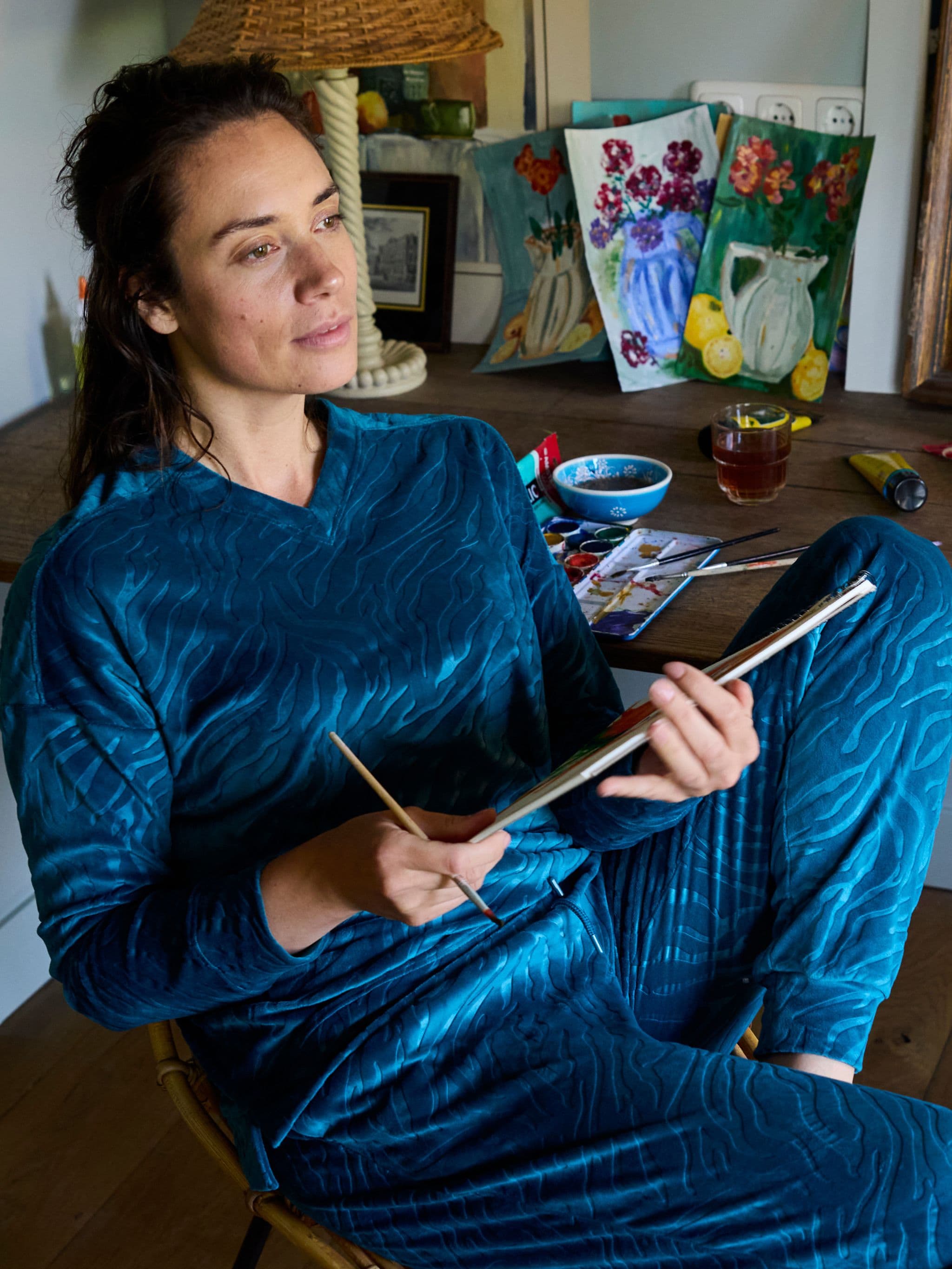 Langærmet pyjamas - Oriental Green