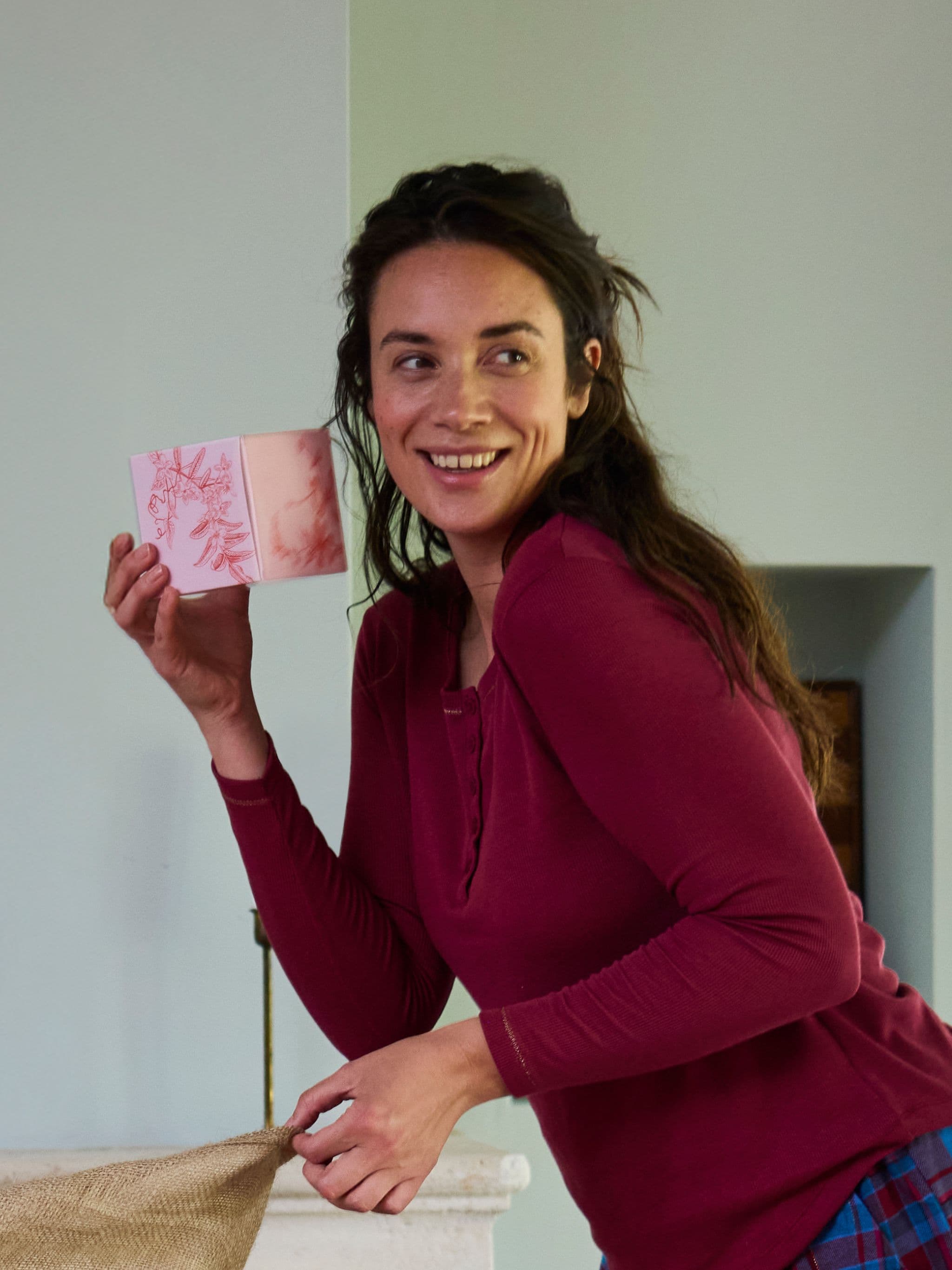 Top med lange ærmer - Beet Red