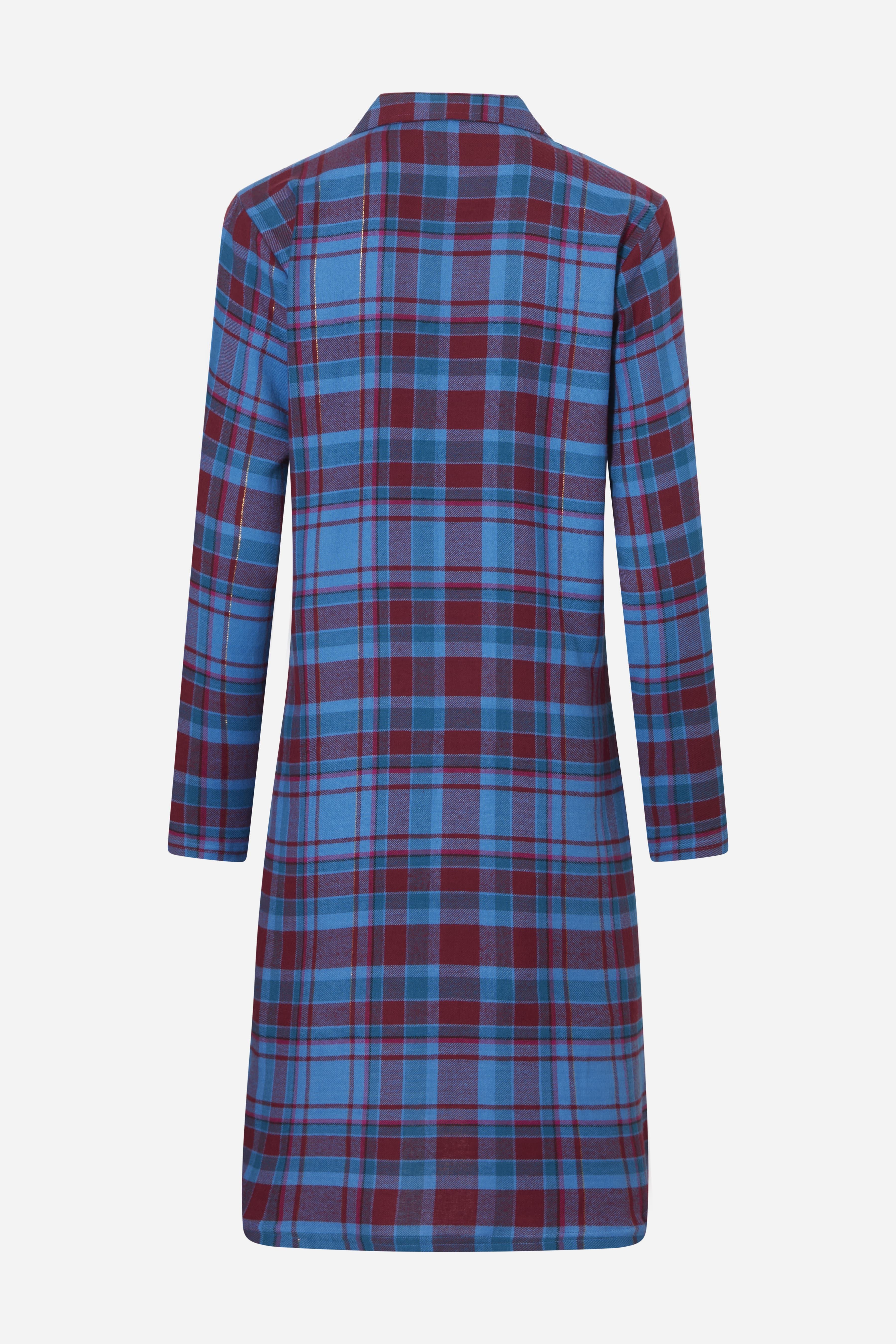 Langærmet natkjole - Fuchia Checks