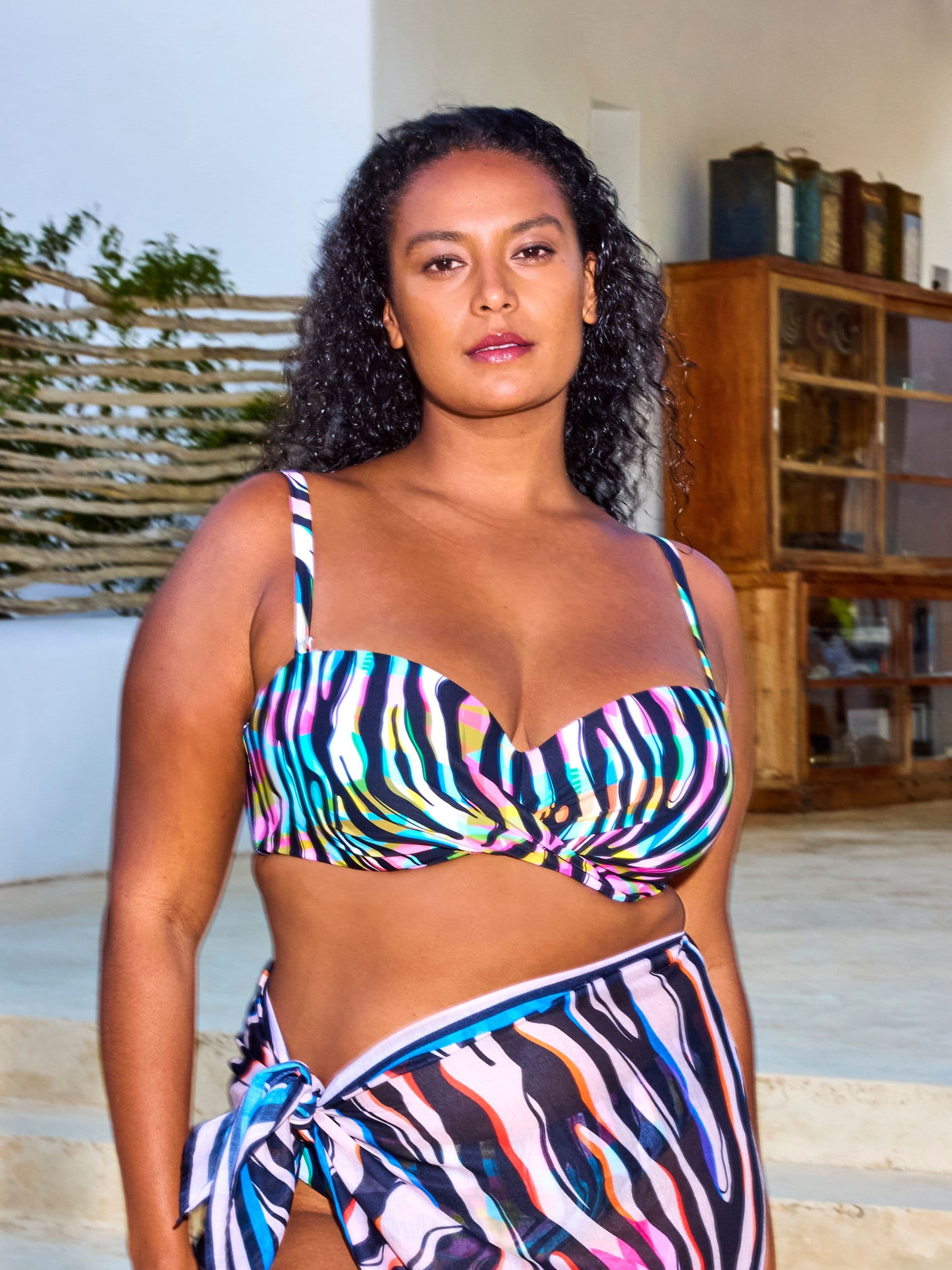 Stropløs bikinitop - Colored zebra