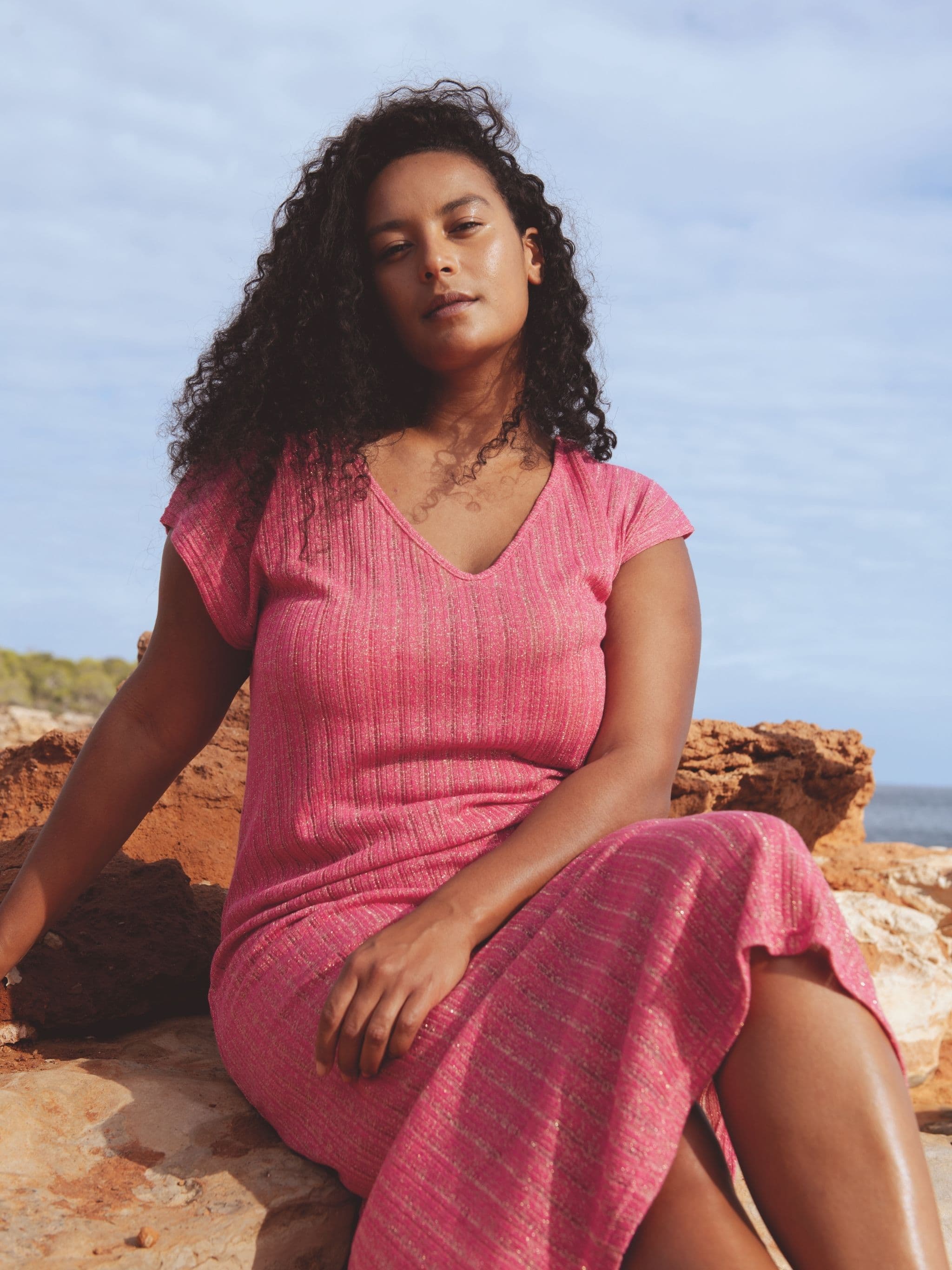 Mariegold strandkjole - Pink Glitter