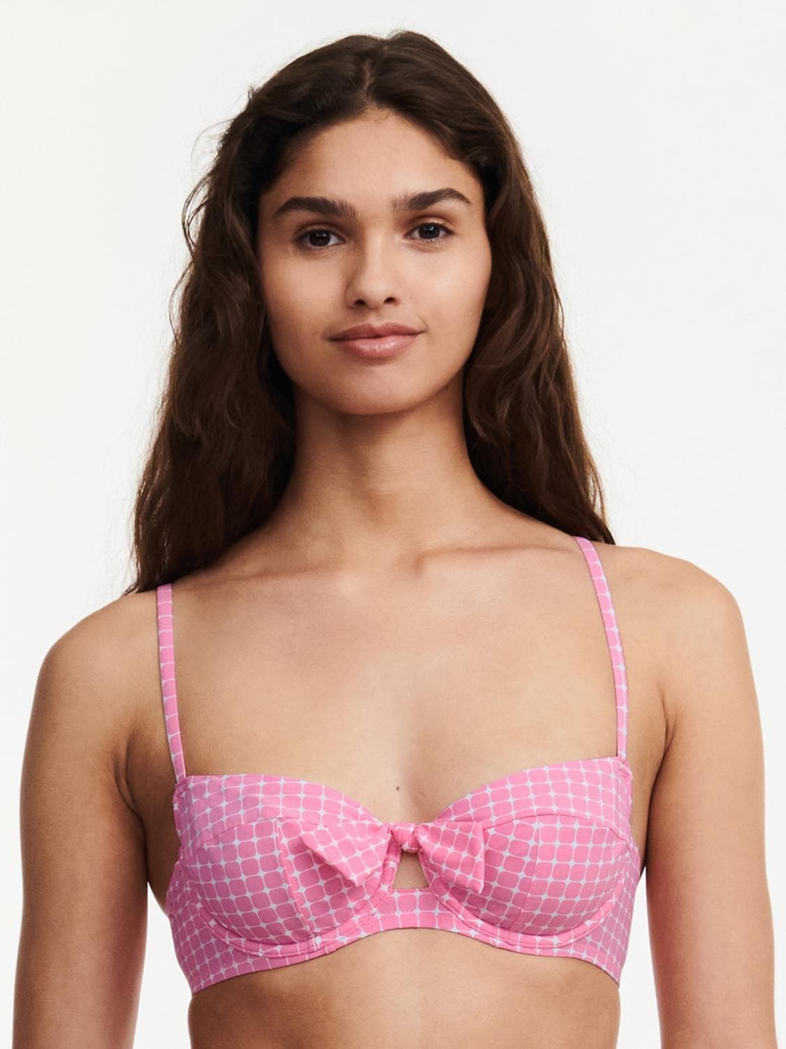 Half cup bikinitop - Pink check