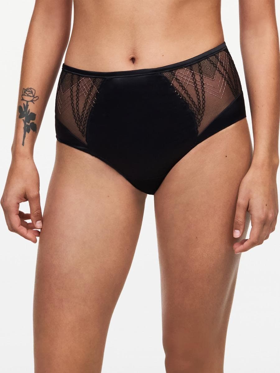 Højtaljet trusse - Black / Rose