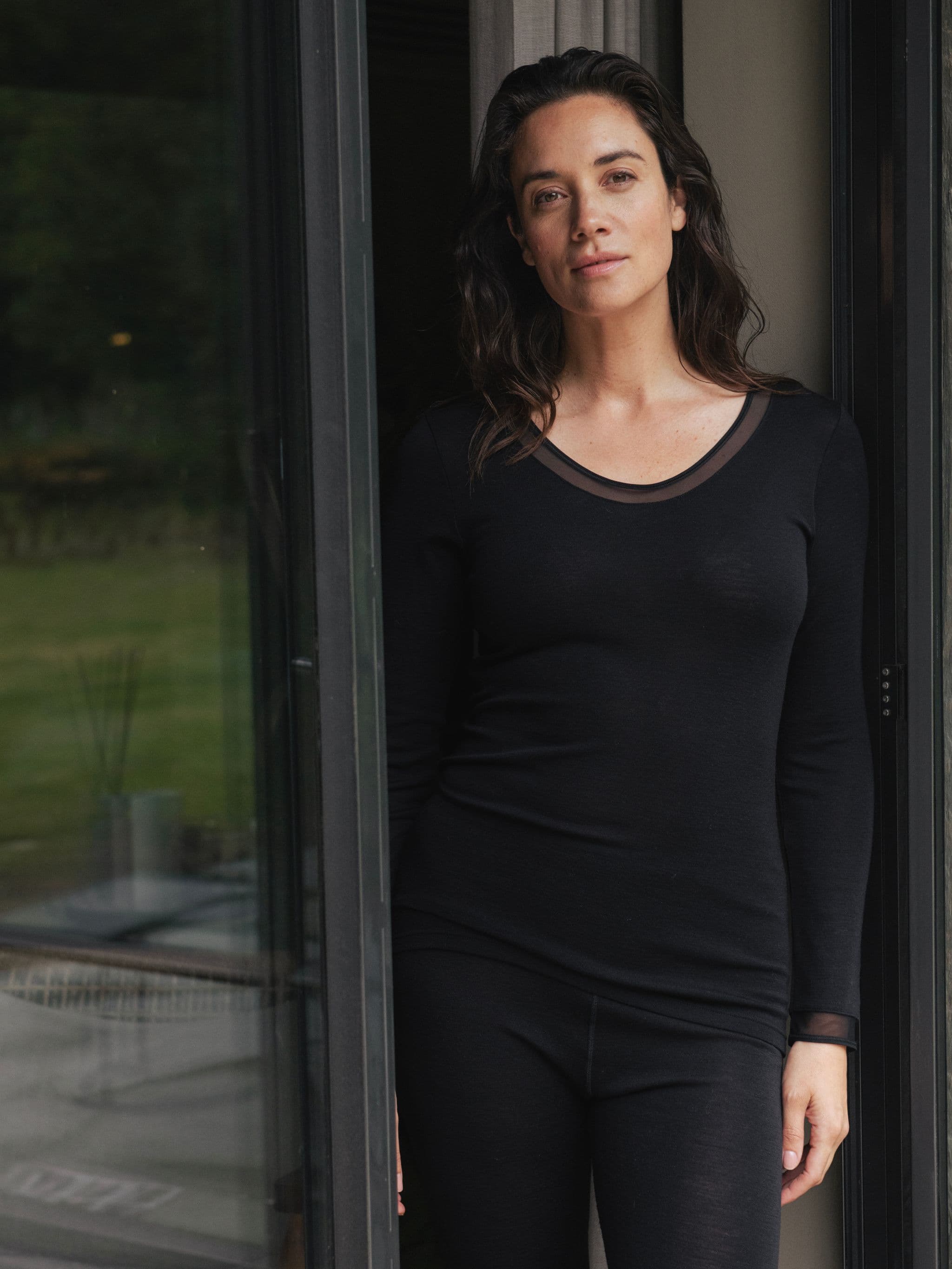 Langærmet undertrøje - 100% merinould - Black