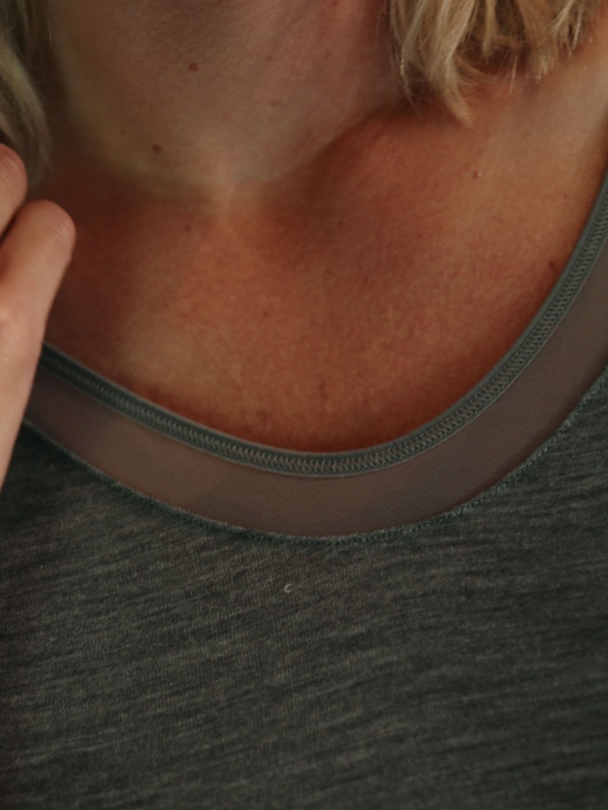 Langærmet undertrøje - 100% merinould - Heather grey