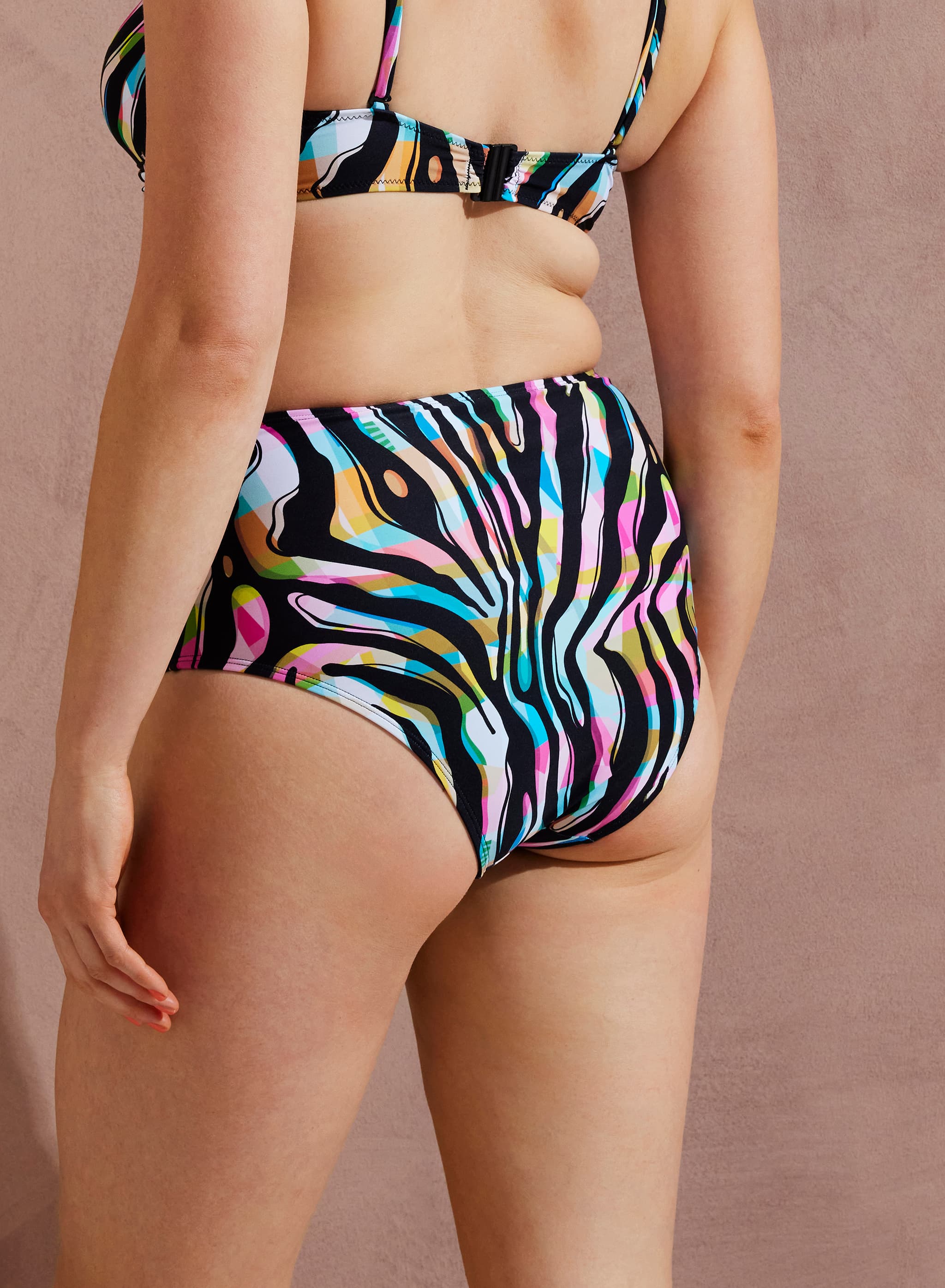 Højtaljet bikinitrusse - Colored zebra
