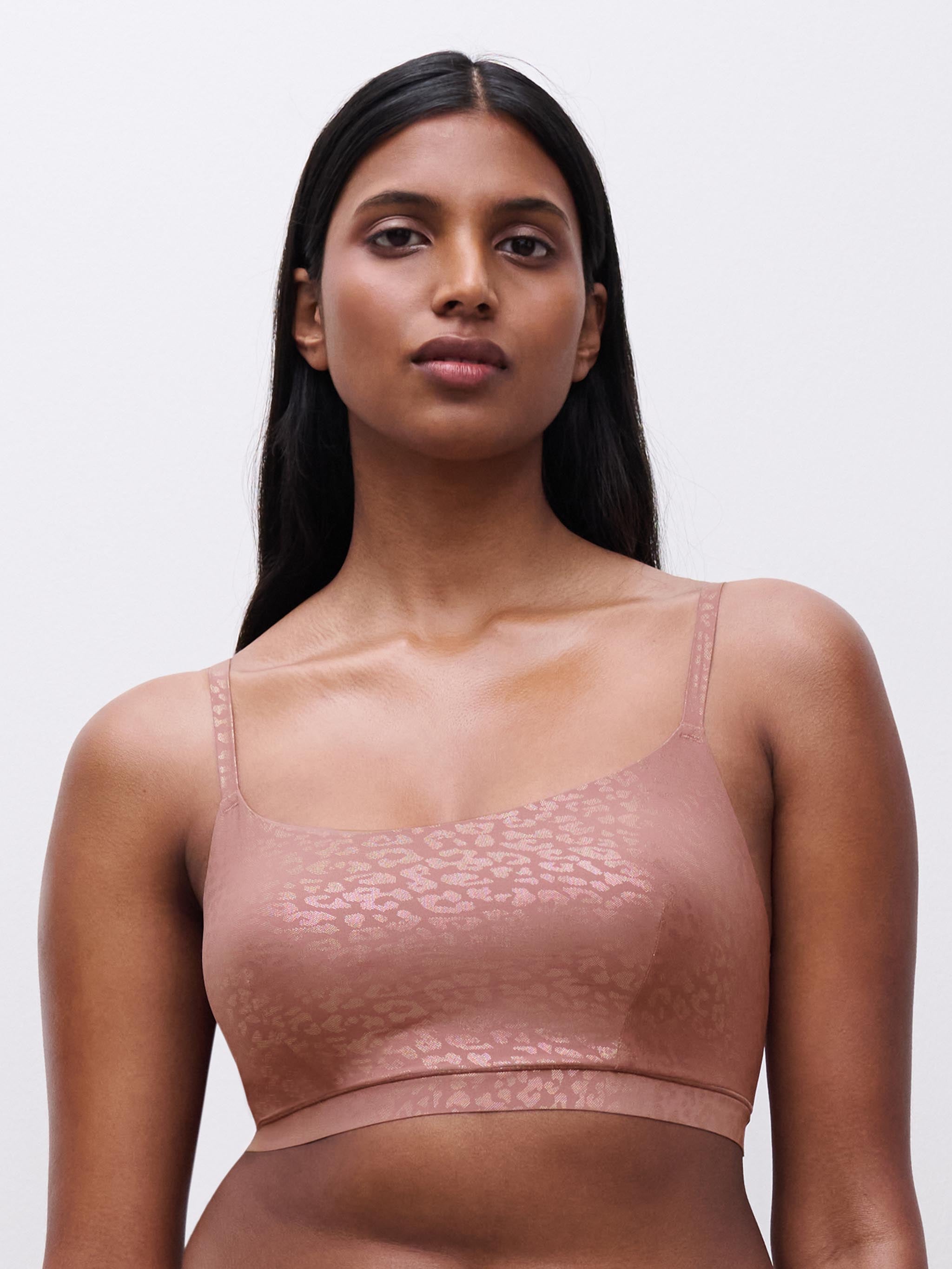 Blød stretch-bralette med polstring - Pink Leo Shimmer