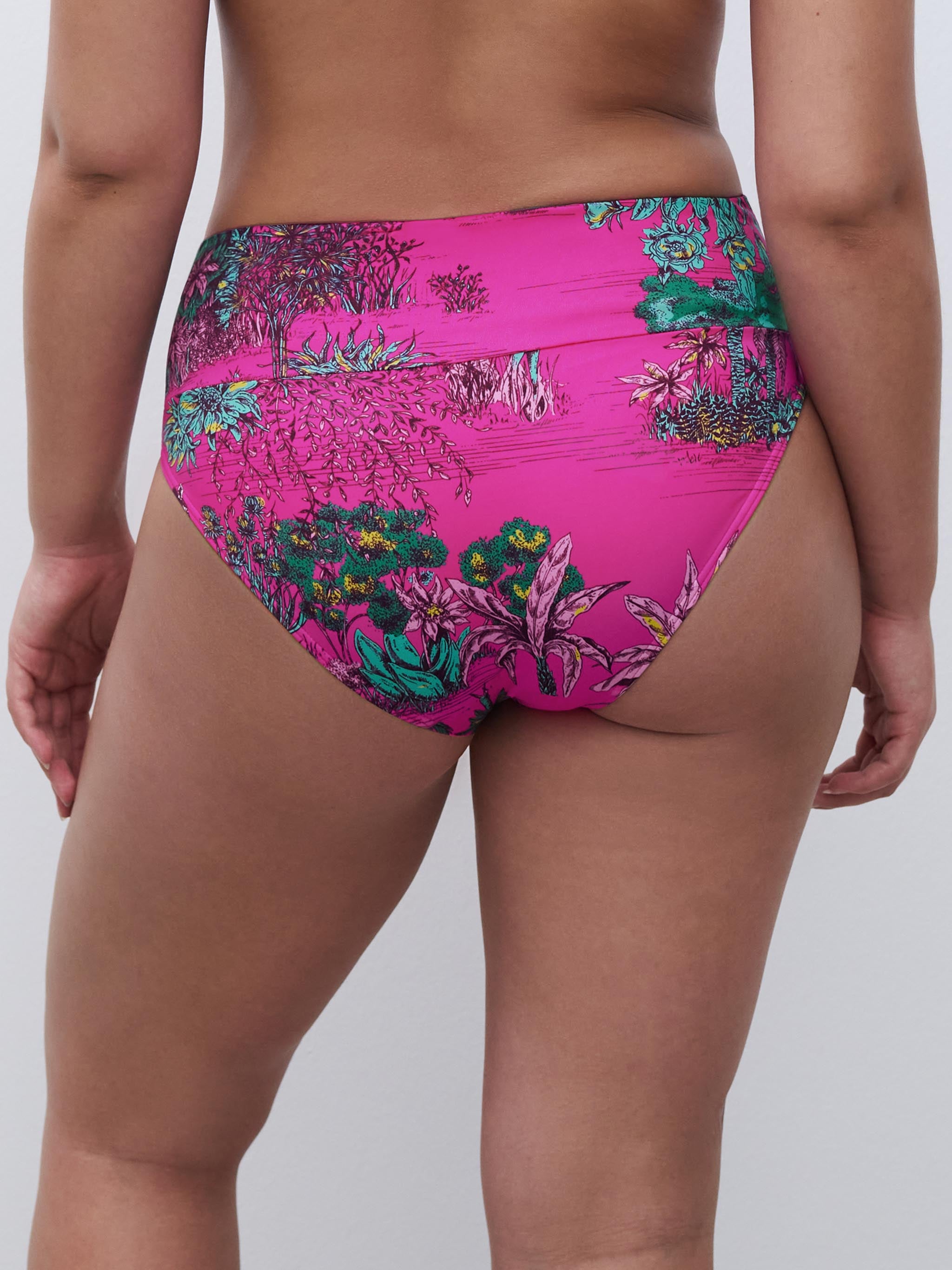 Højtaljet bikinitrusse - Pink Jungle