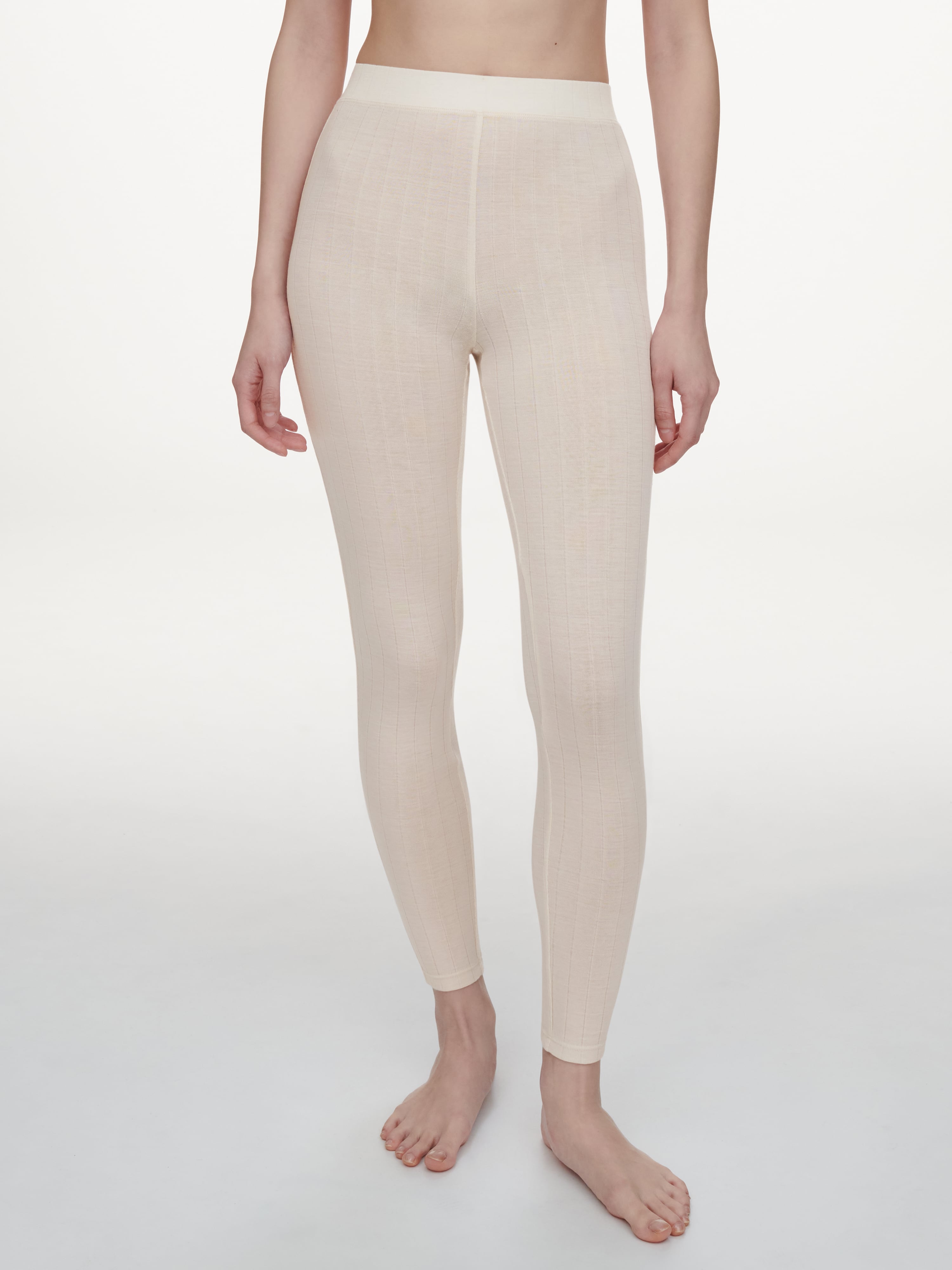 Leggings - merinould og silke - Talc