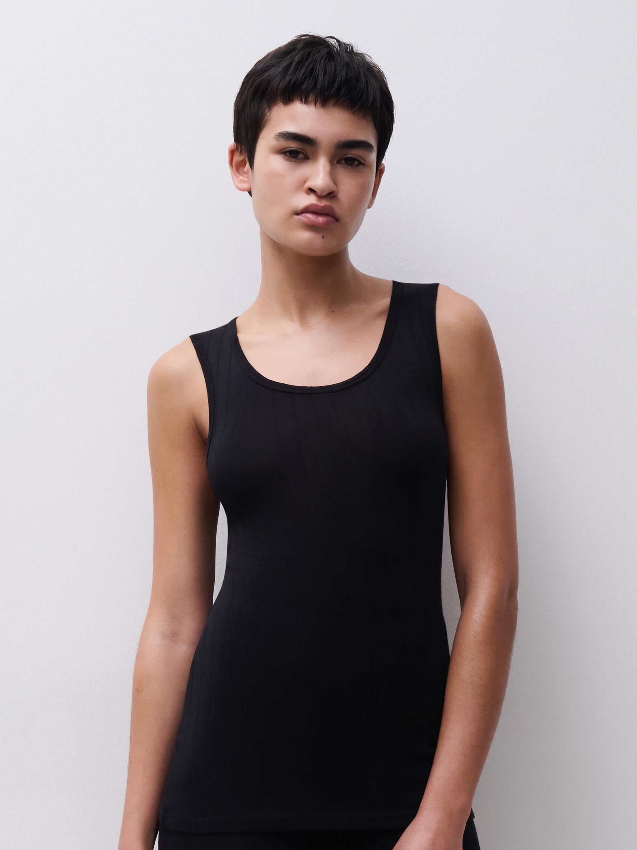 Top - merinould og silke - Black