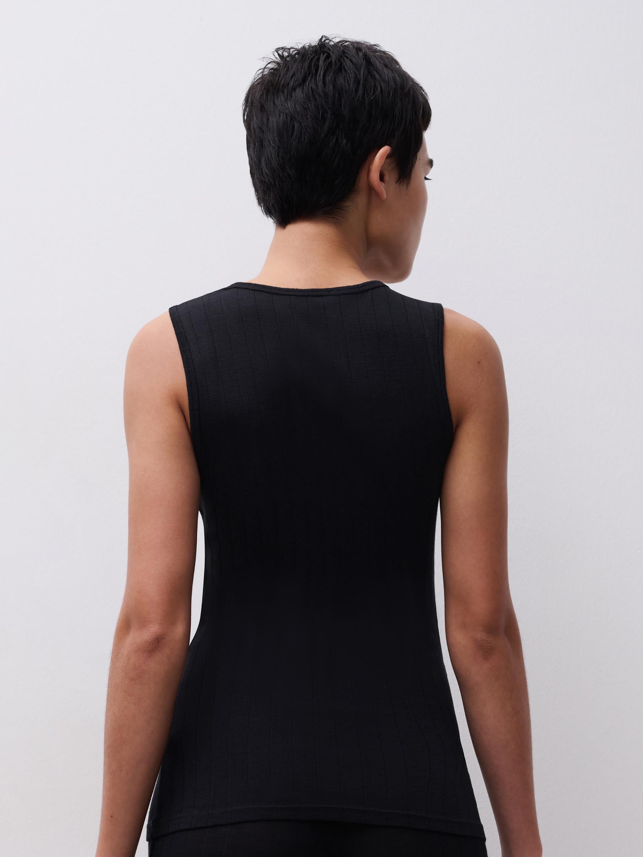 Top - merinould og silke - Black