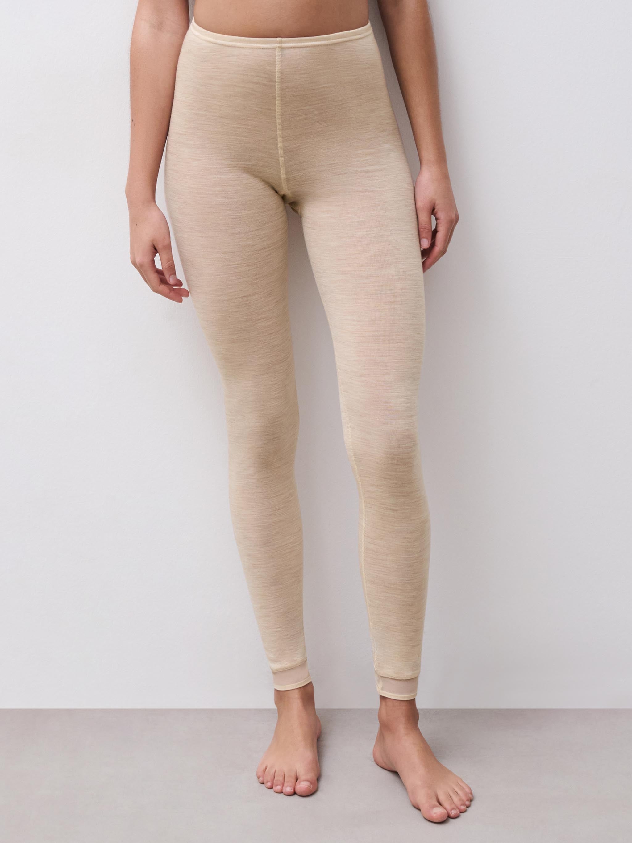 Leggings - 100% merinould - Heather nude