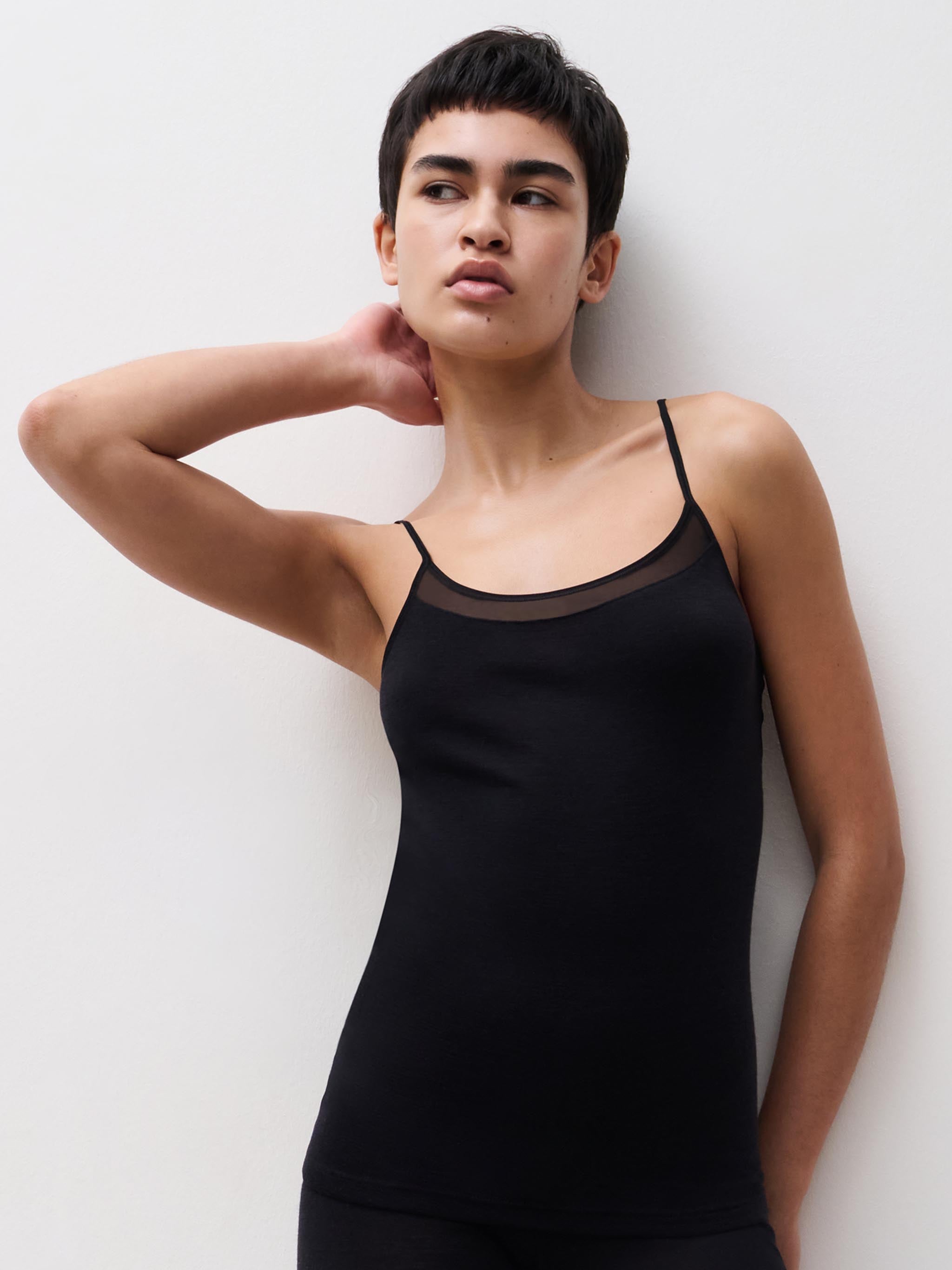 Chemise top - 100% merinould - Black