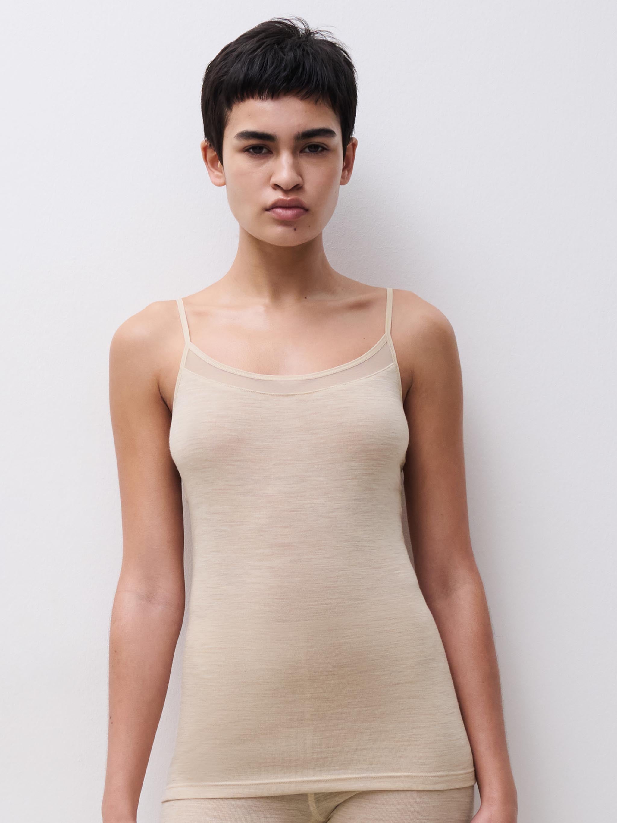 Chemise top - 100% merinould - Heather nude