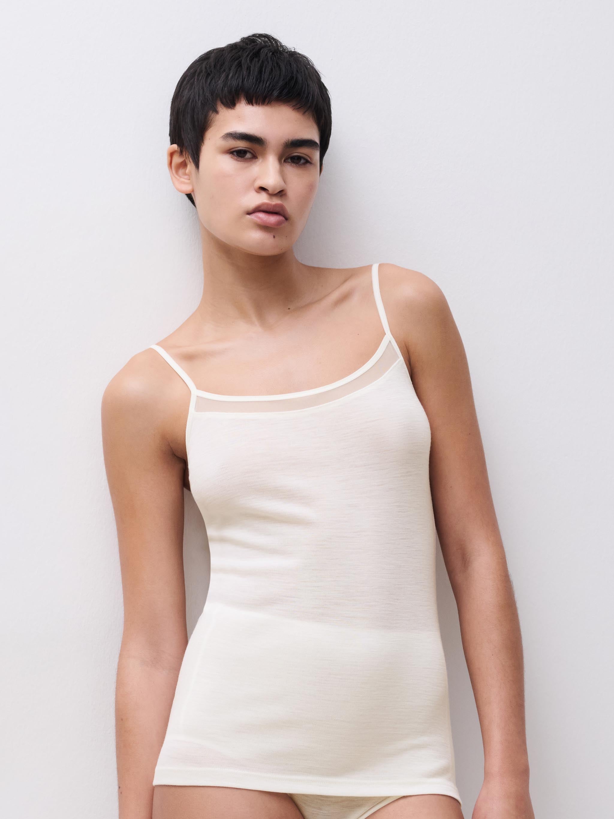 Chemise top - 100% merinould - Ivory