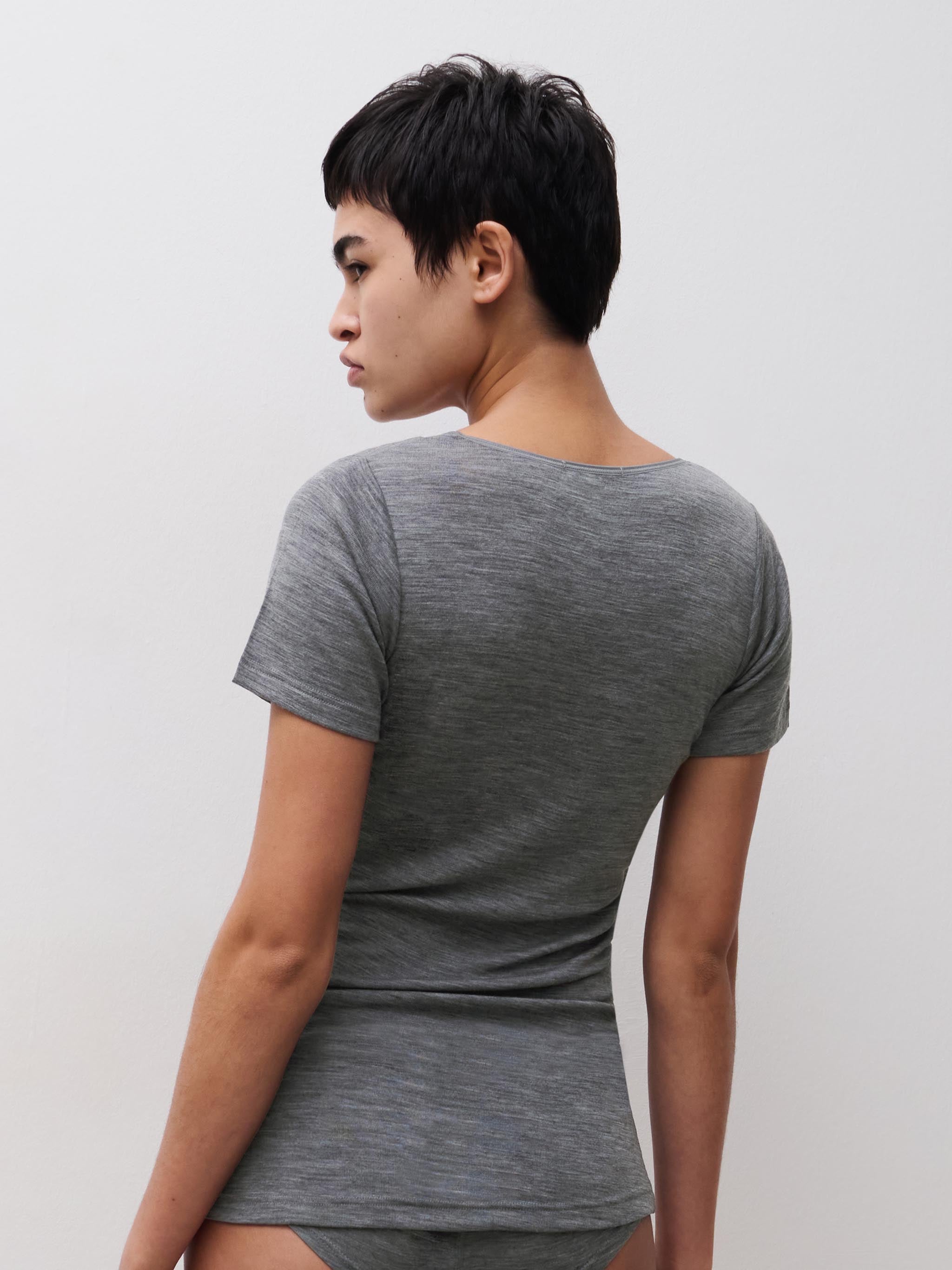 T-shirt -100% merinould - Heather grey