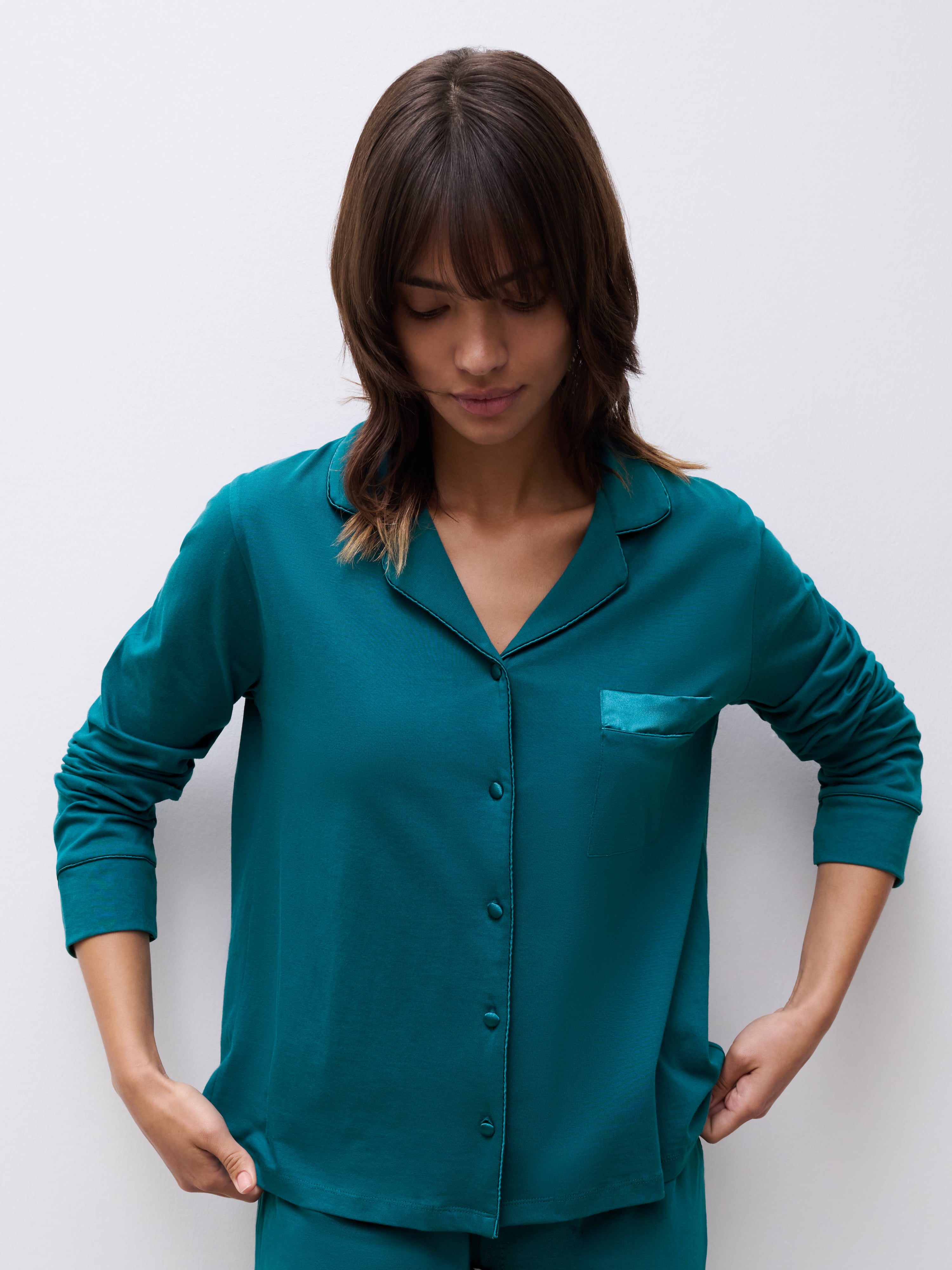 Top med lange ærmer - Oriental Green