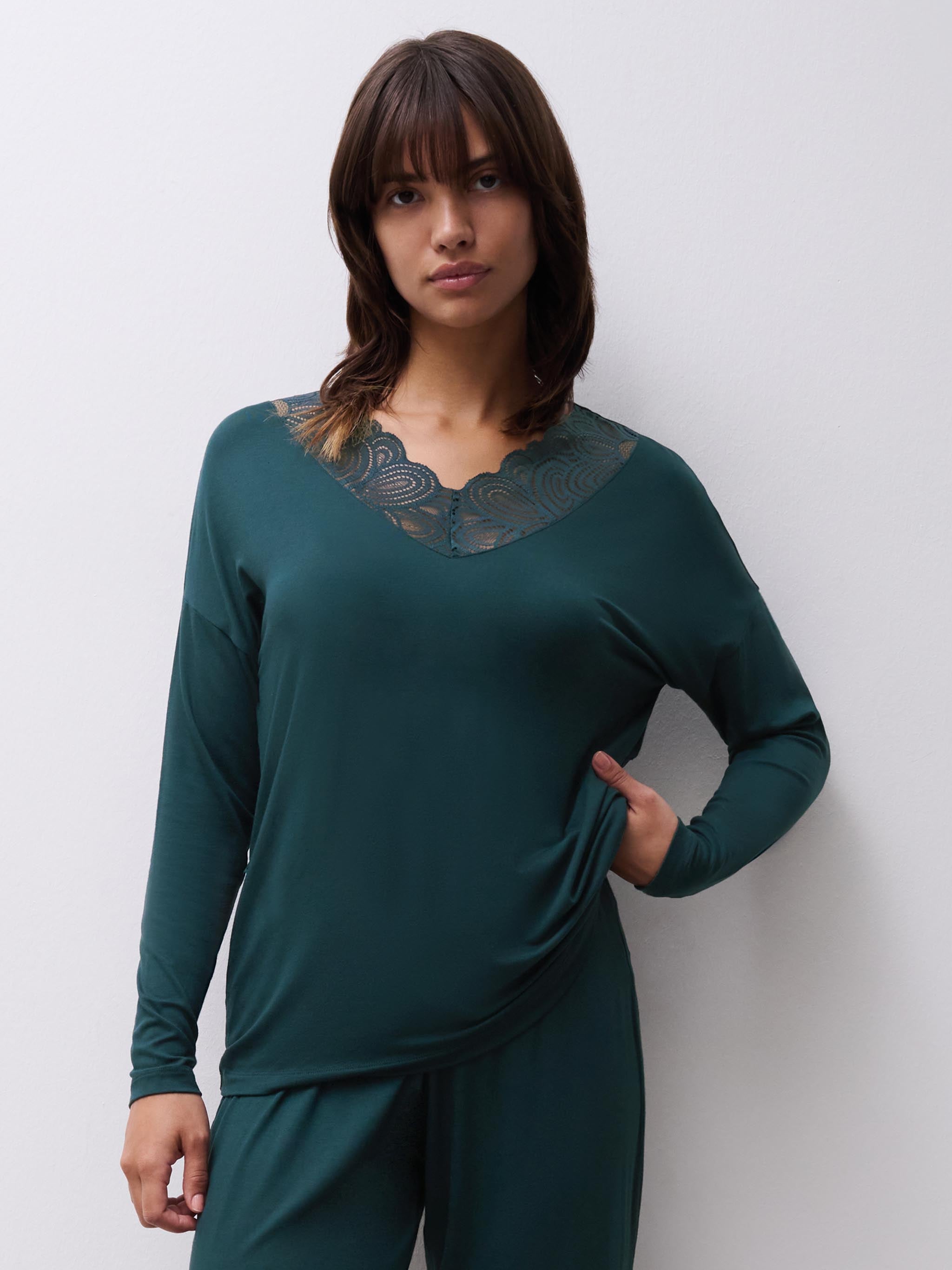 Top med lange ærmer - Peacock