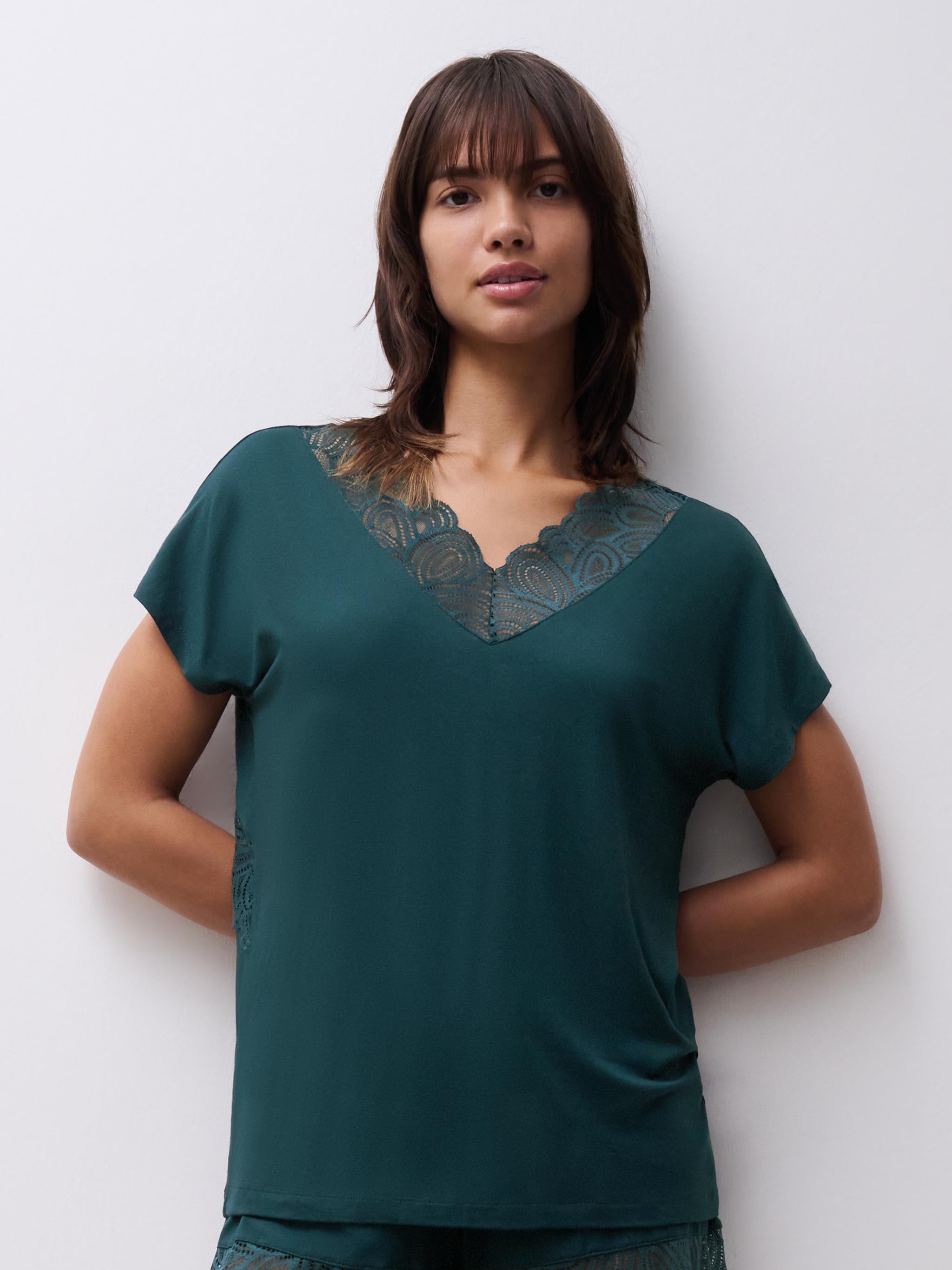 Top med korte ærmer - Peacock