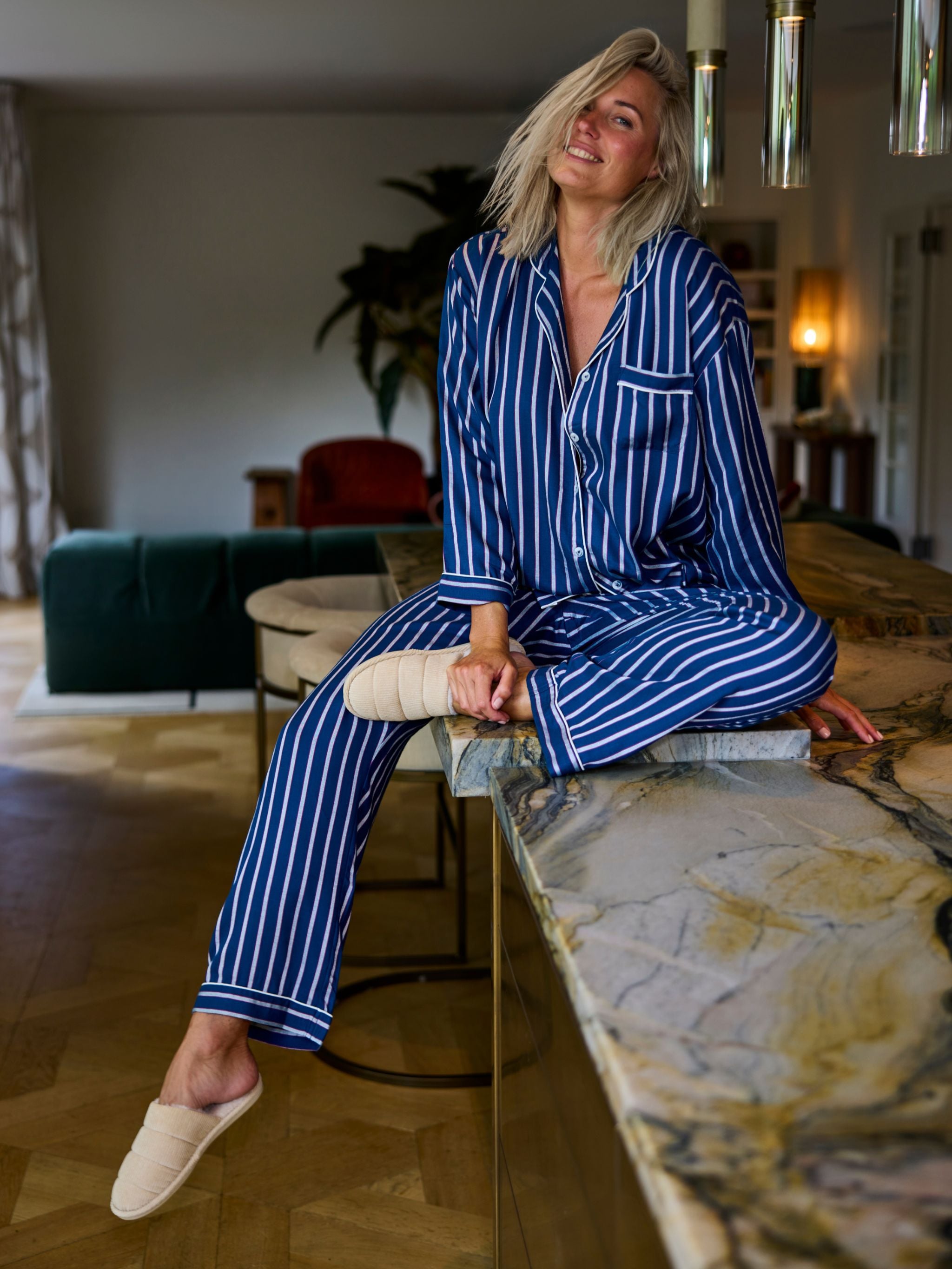 Top med lange ærmer - Egret/Opale