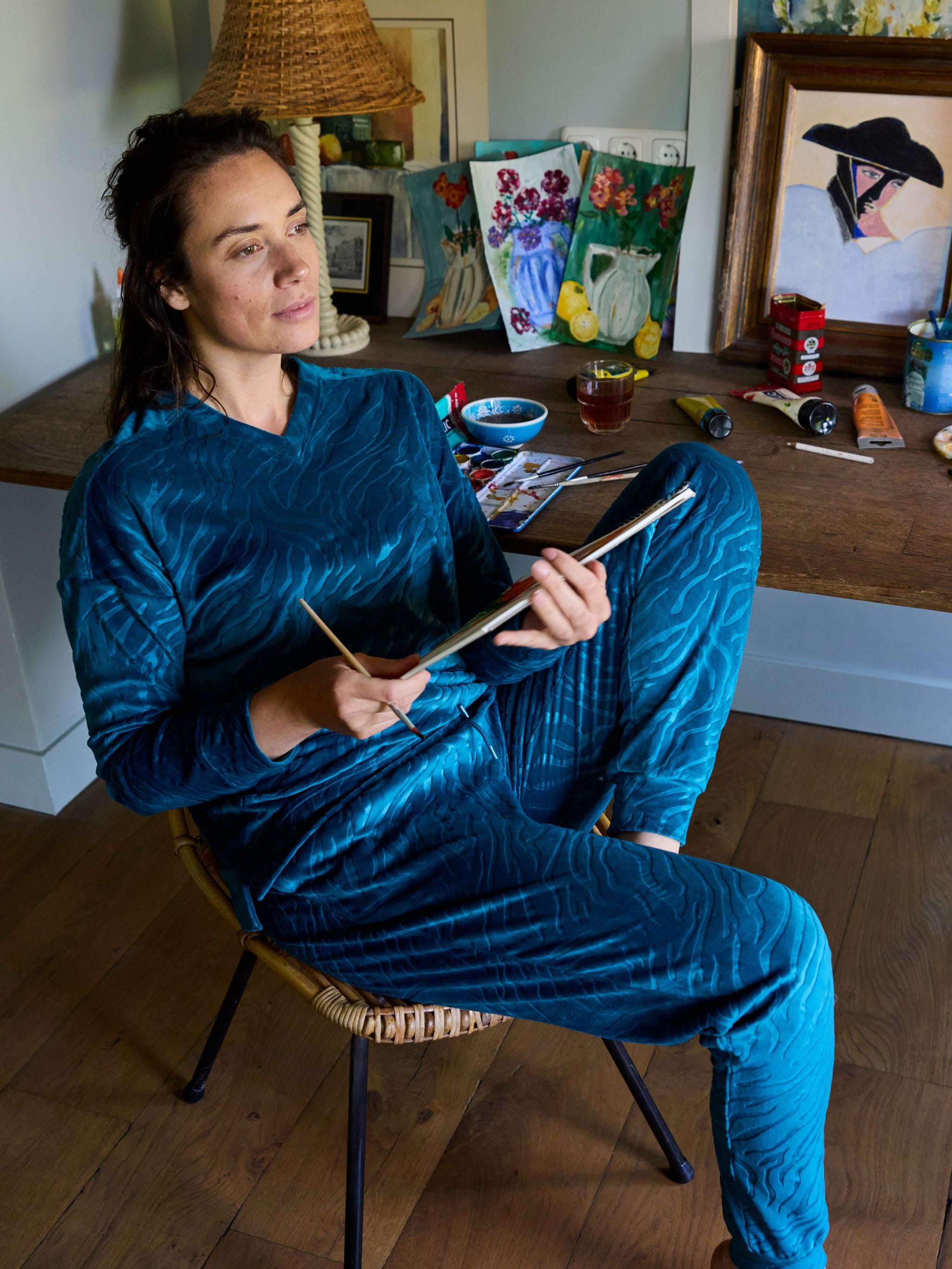 Pyjamasæt med lange ærmer - Oriental Green