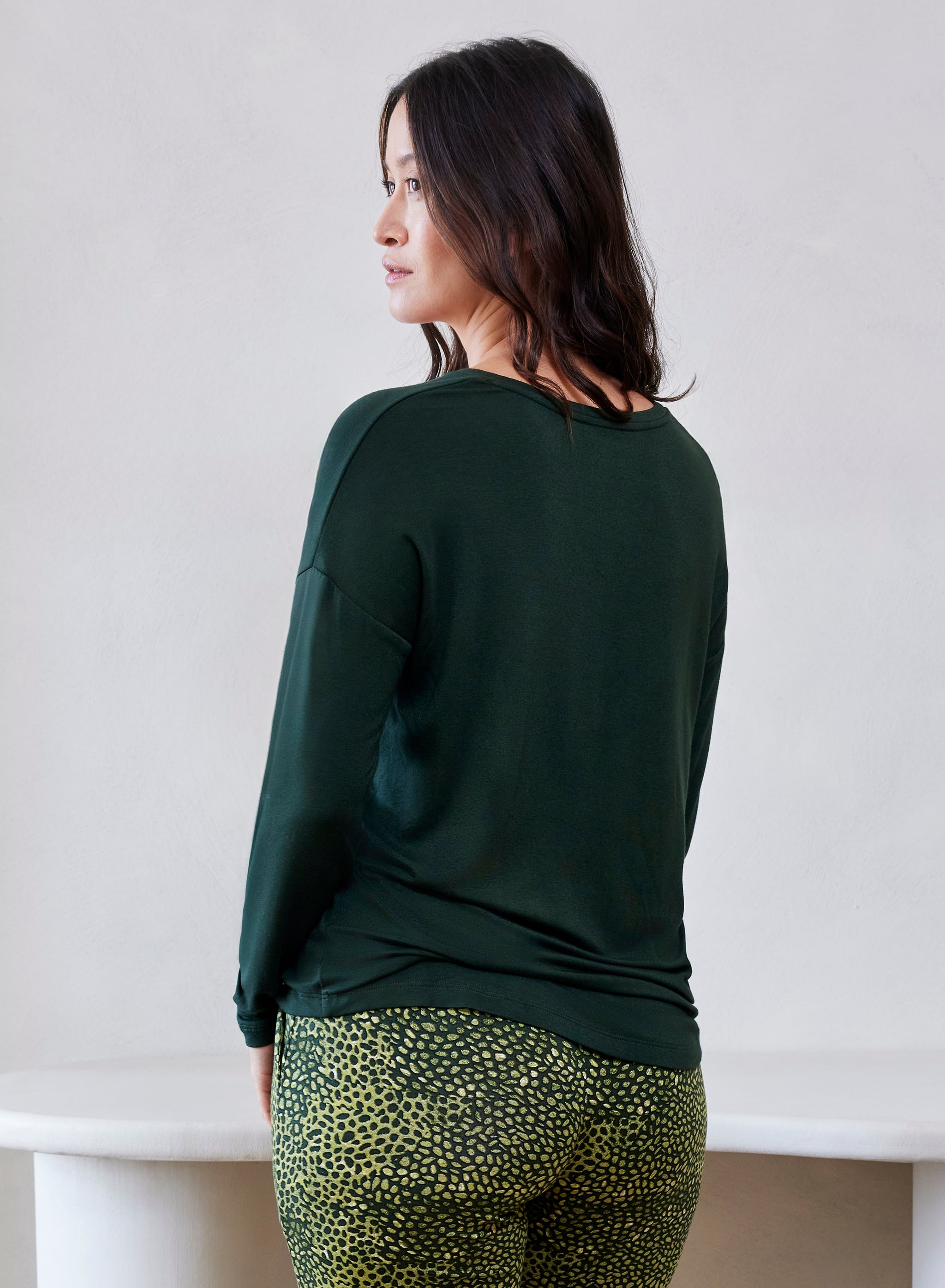 Top med lange ærmer - Kombu Green