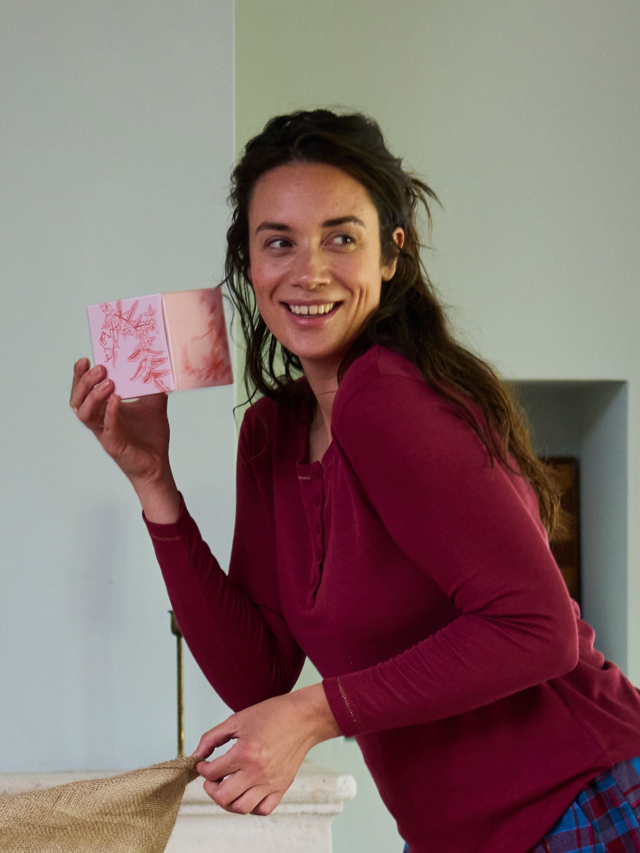 Top med lange ærmer - Beet Red