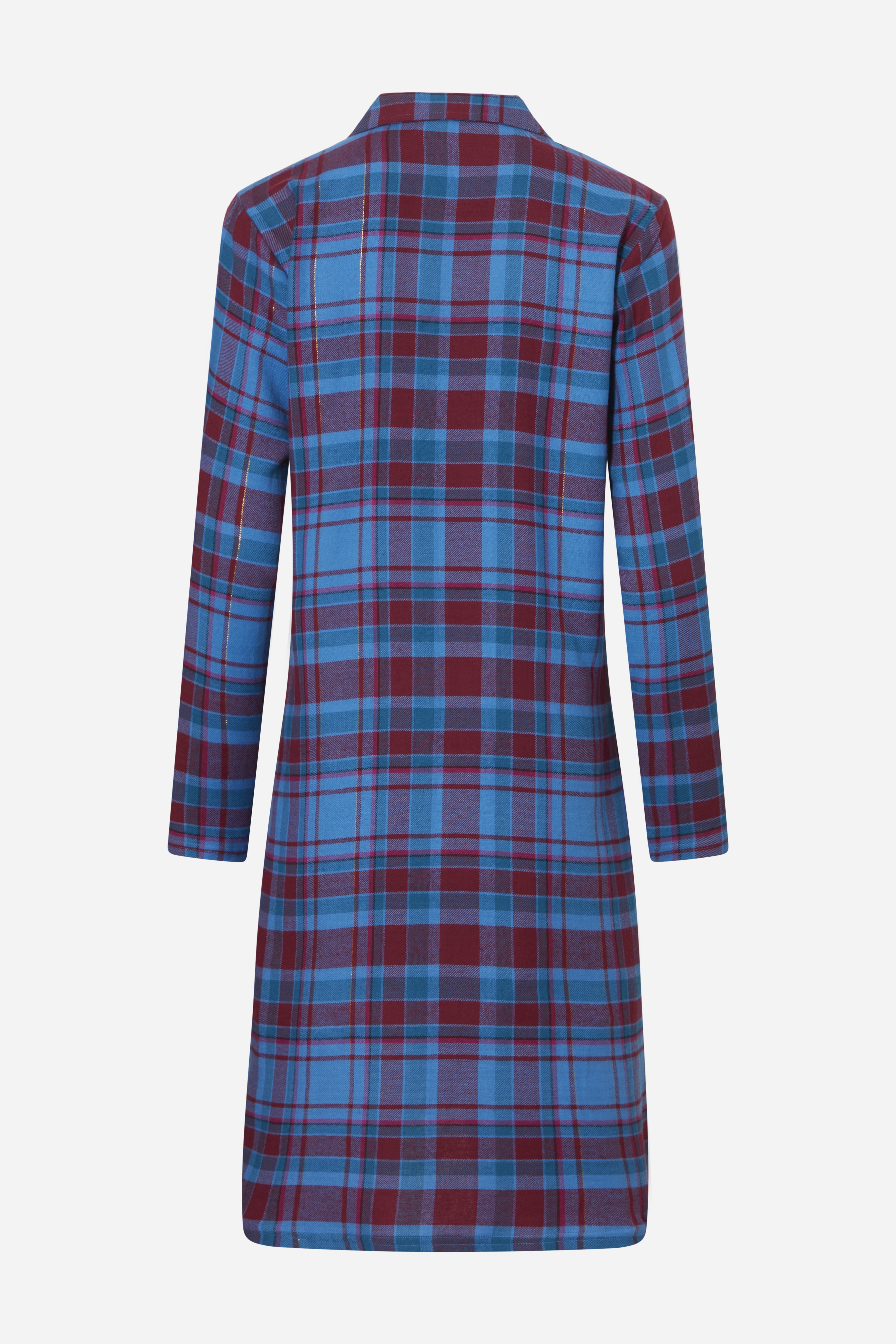 Langærmet natkjole - Fuchia Checks