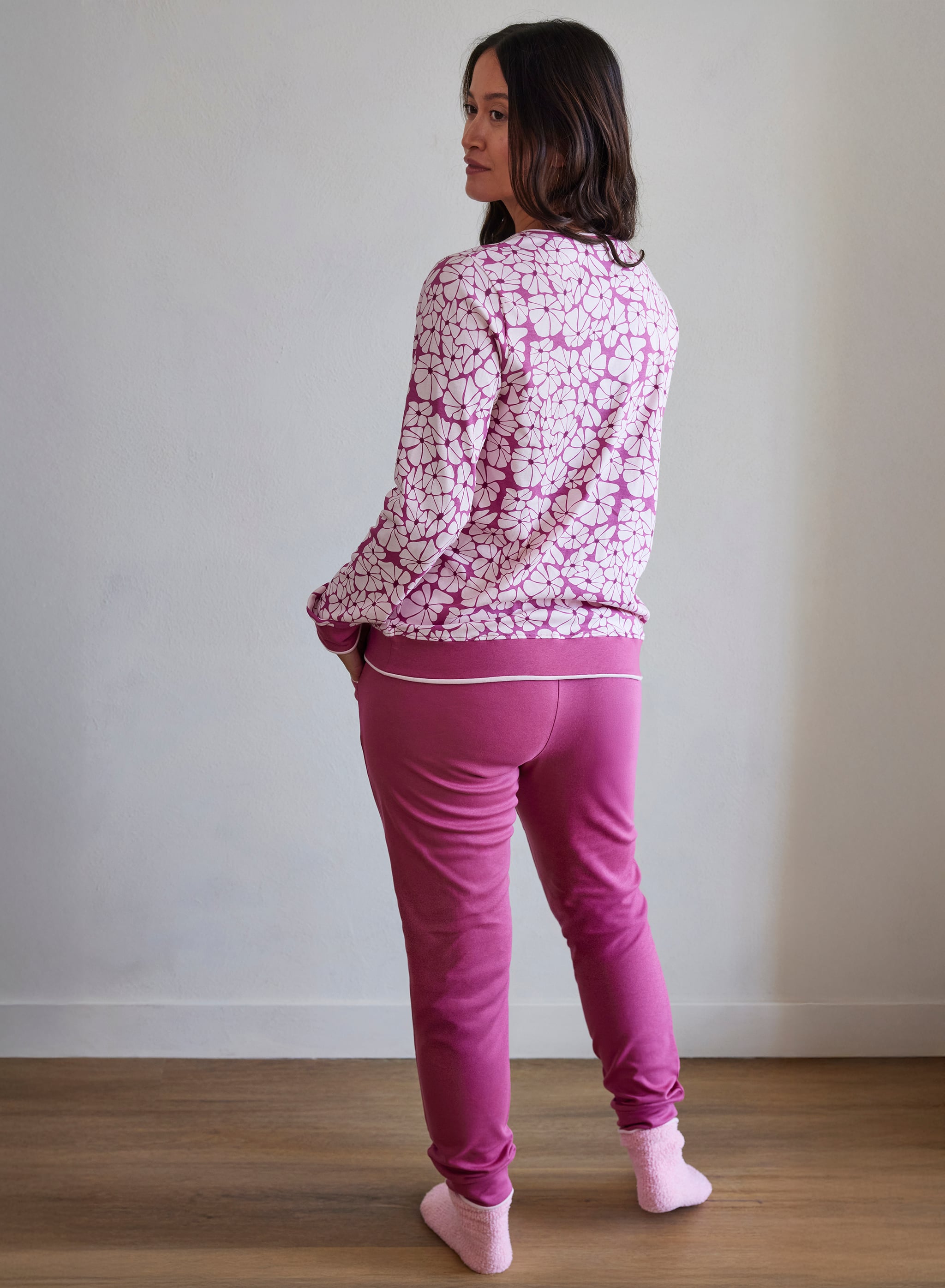 Langærmet pyjamas - Pink Flower Power