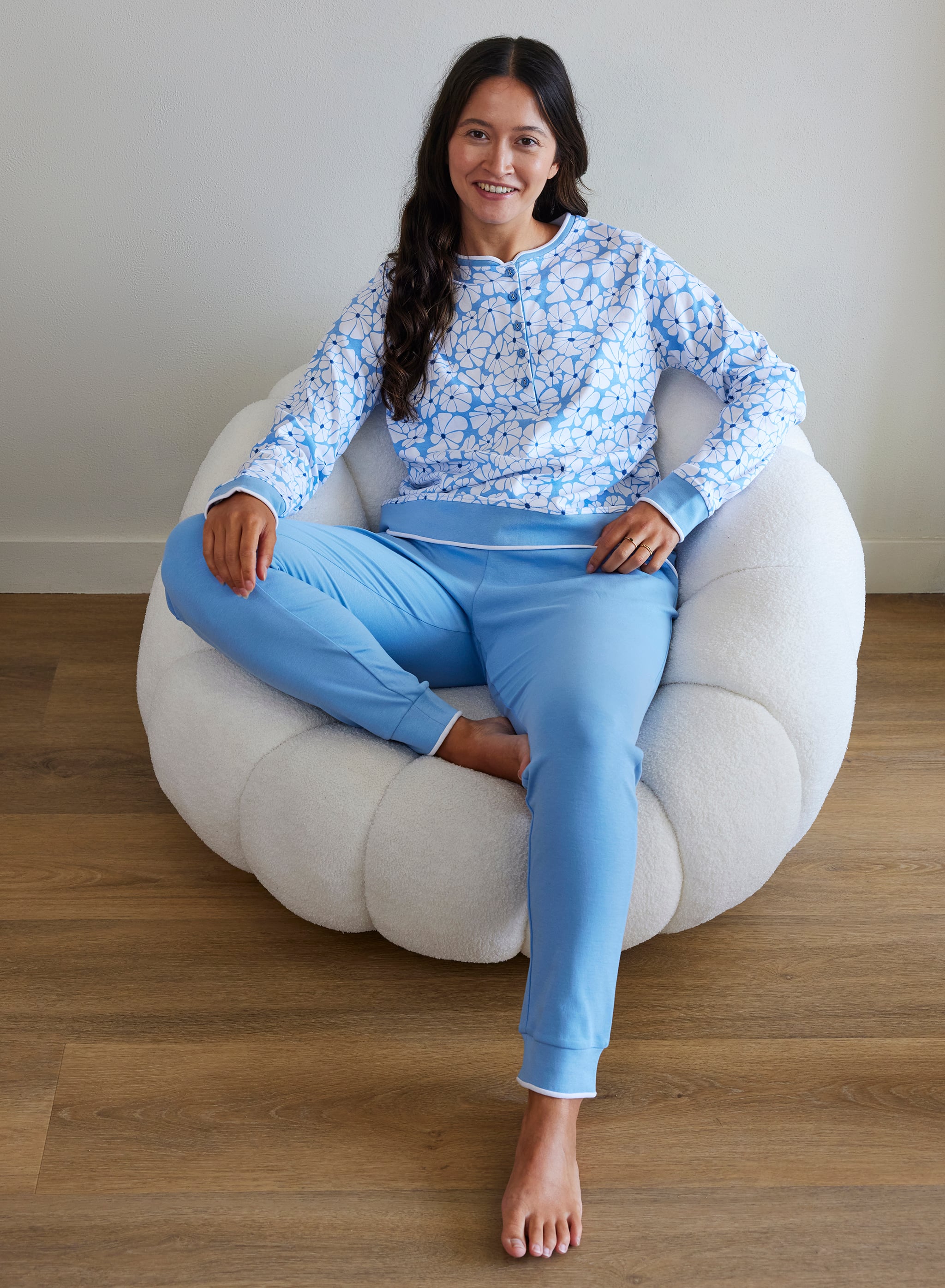 Langærmet pyjamas - Blue Flower