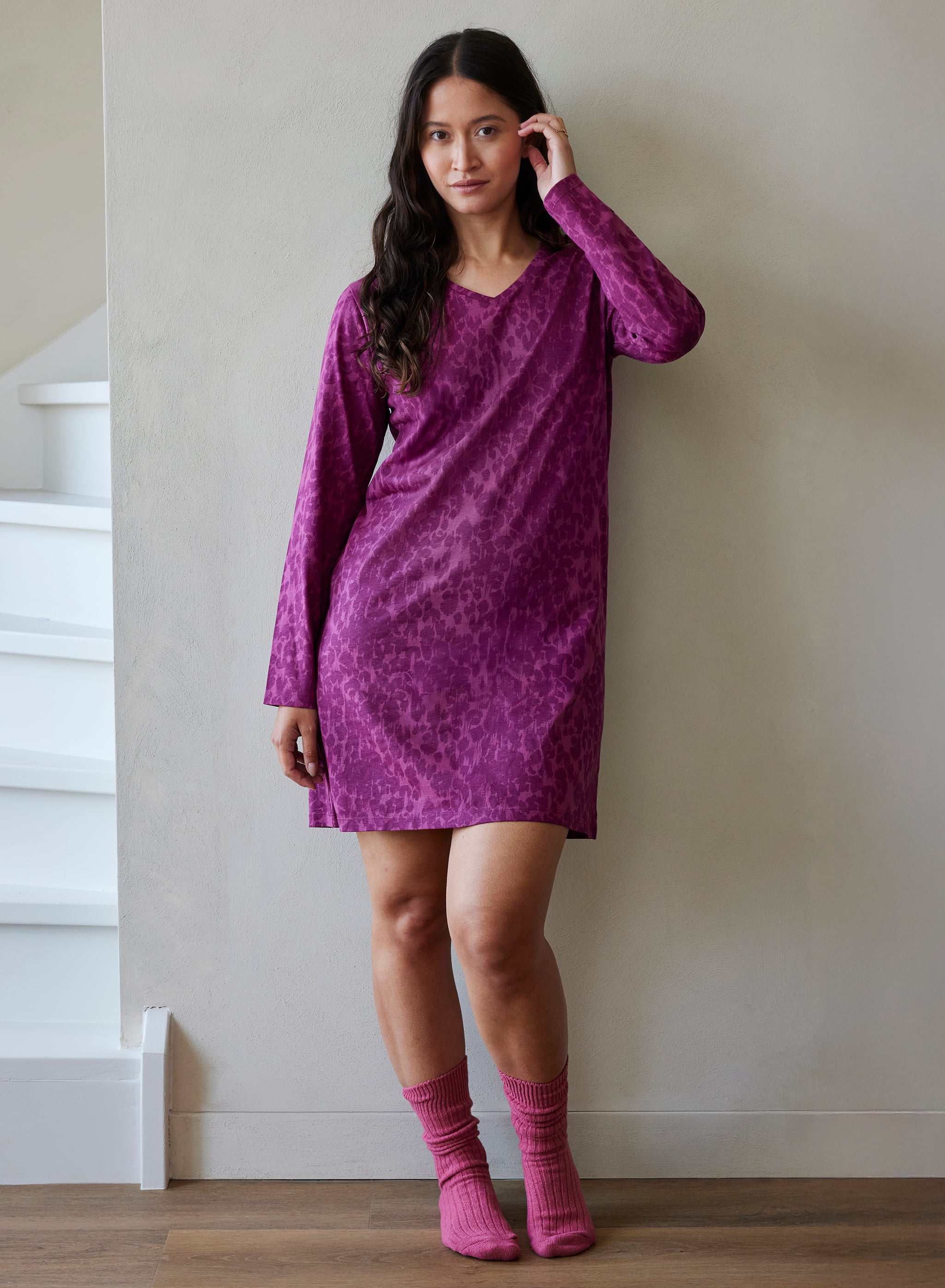 Langærmet natkjole - Raspberry Leo Scratch