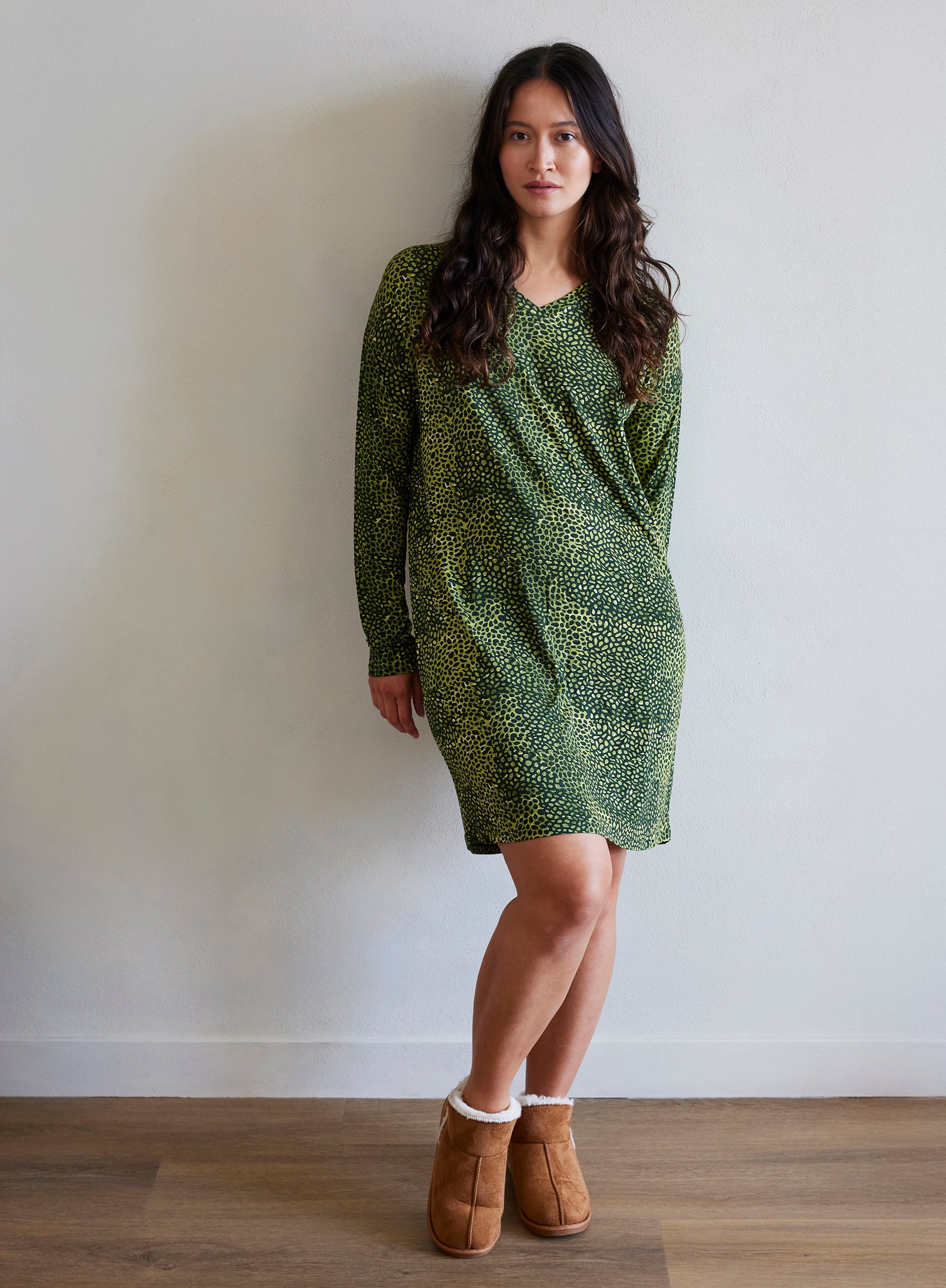 Langærmet natkjole - Stone Forest