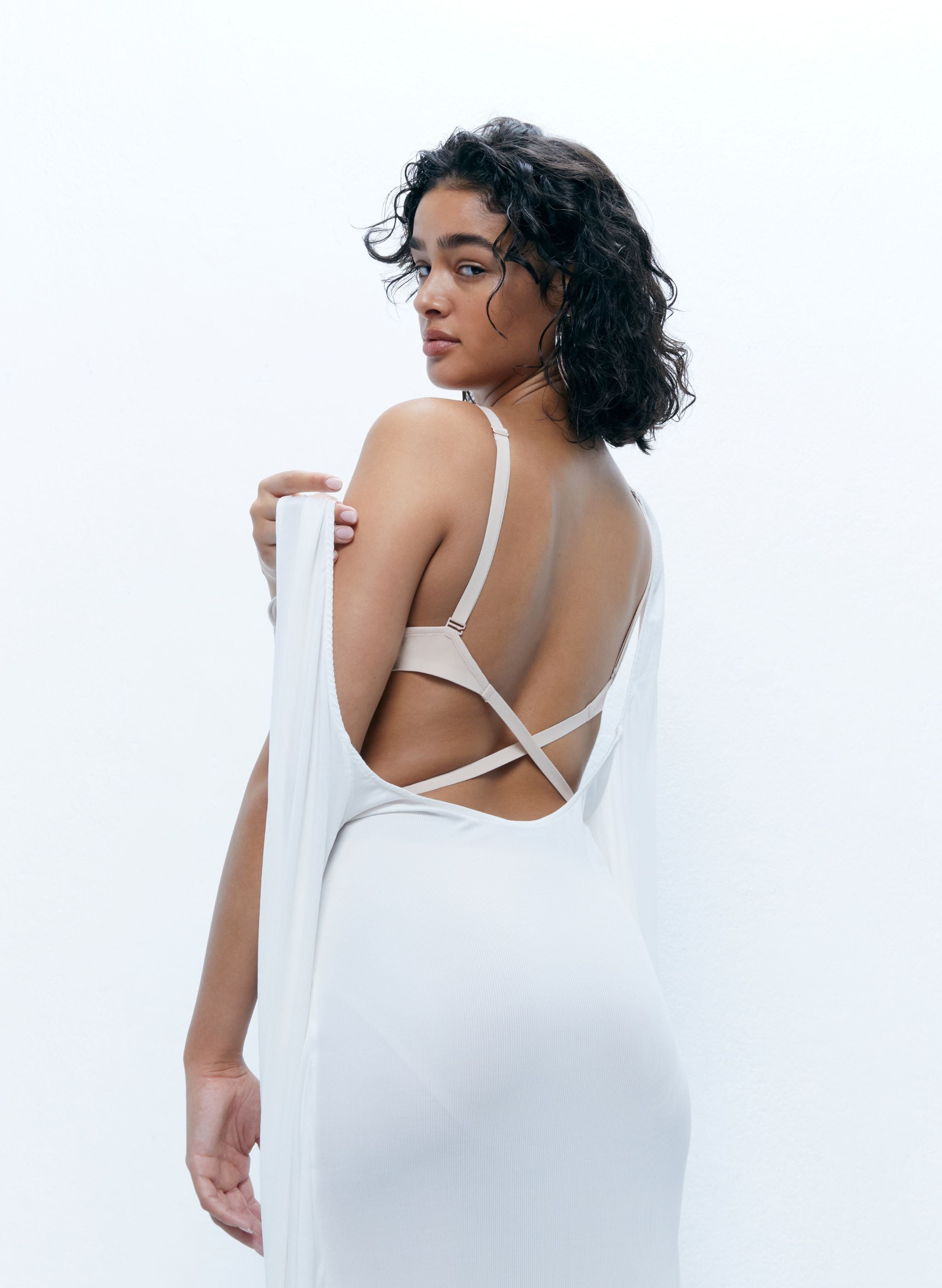 T-shirt BH med åben ryg - Golden Beige