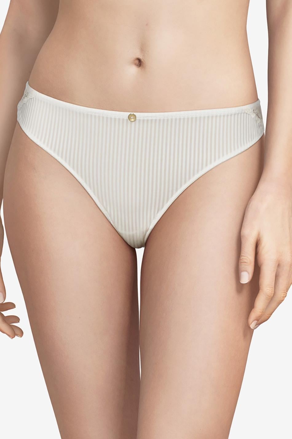 CO BO. THONG STD STD W. STRIPE LACE - Milk