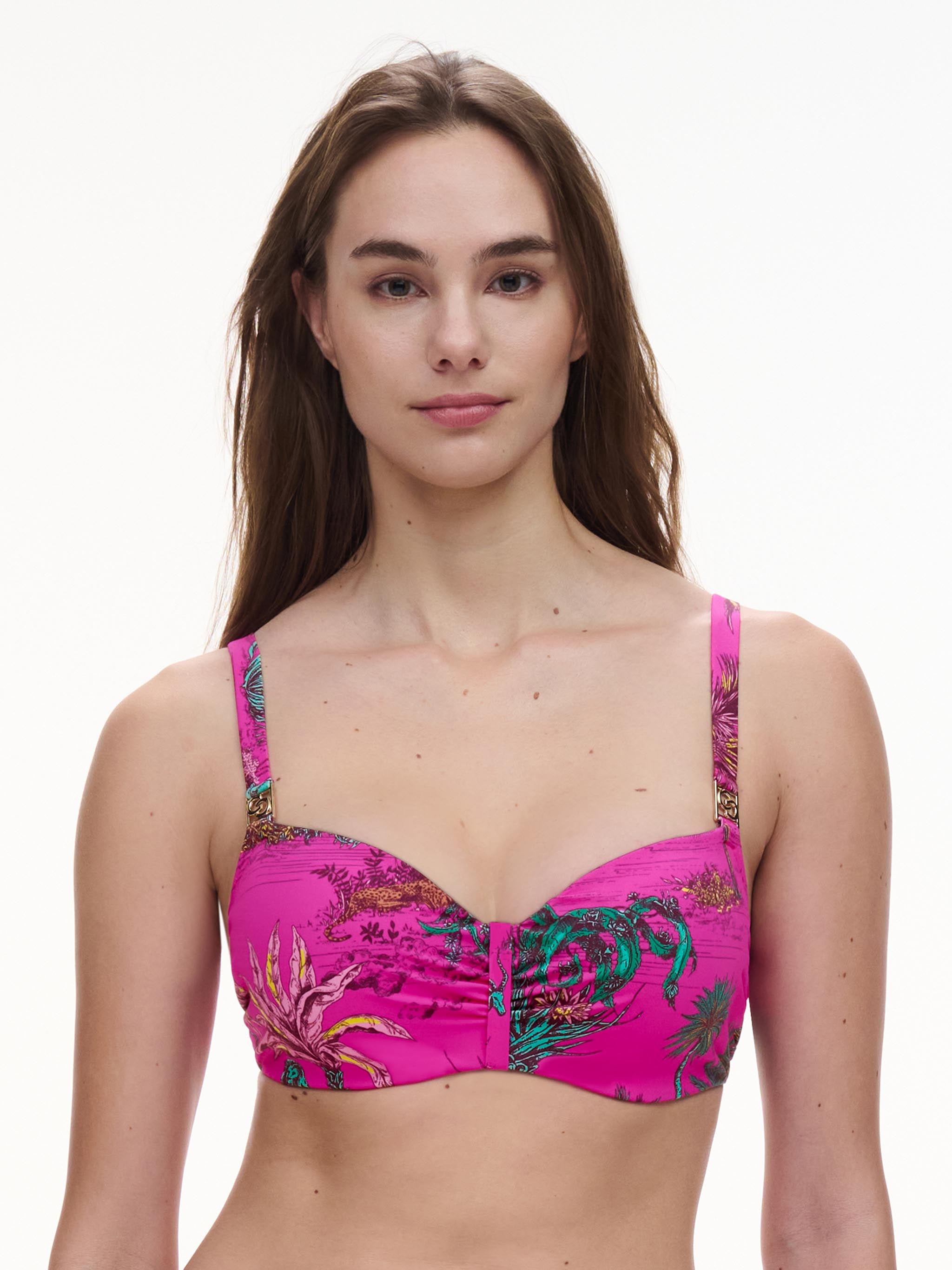 Half cup bikinitop - Pink Jungle